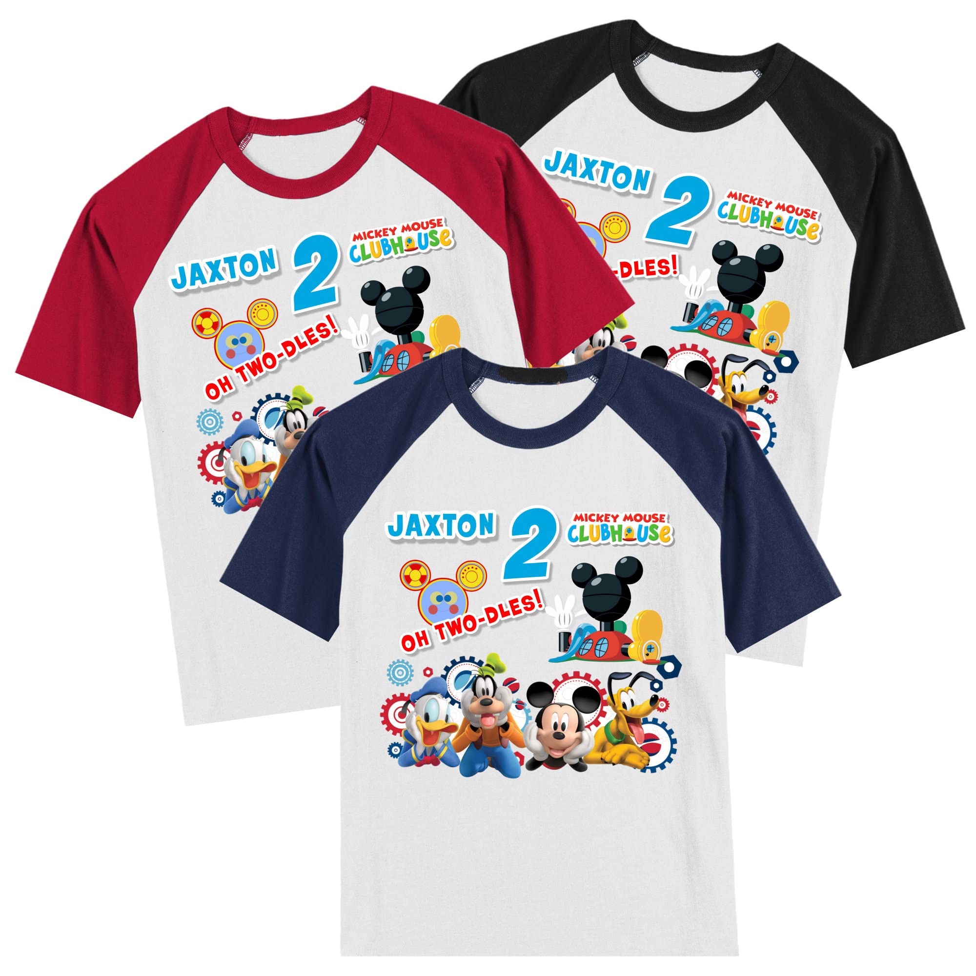 Personalized Mickey's 2nd Birthday Shirt for Boys & Girls | Custom Twodles Birthday T-Shirt with Name & Age | Handmade Unisex Short Sleeve Raglan Tee | Perfect for Birthday Parties, Photo Shoots & Special Celebrations
