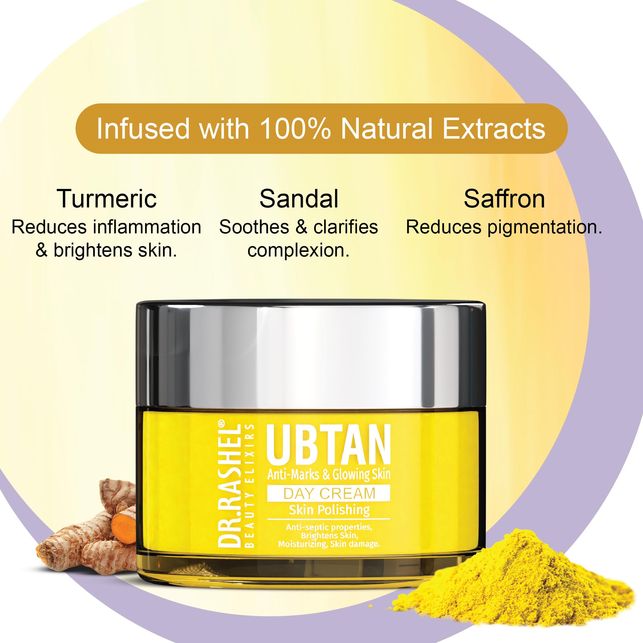 DR.RASHEL Ubtan Day Face Cream for Women & Men - All Skin Types | Soft, Healthy, Hydrated Skin | Repairing & Nourishing Vegan Moisturizer | Paraben-Free | Perfect for Daily Skincare & Anti-Aging Routine