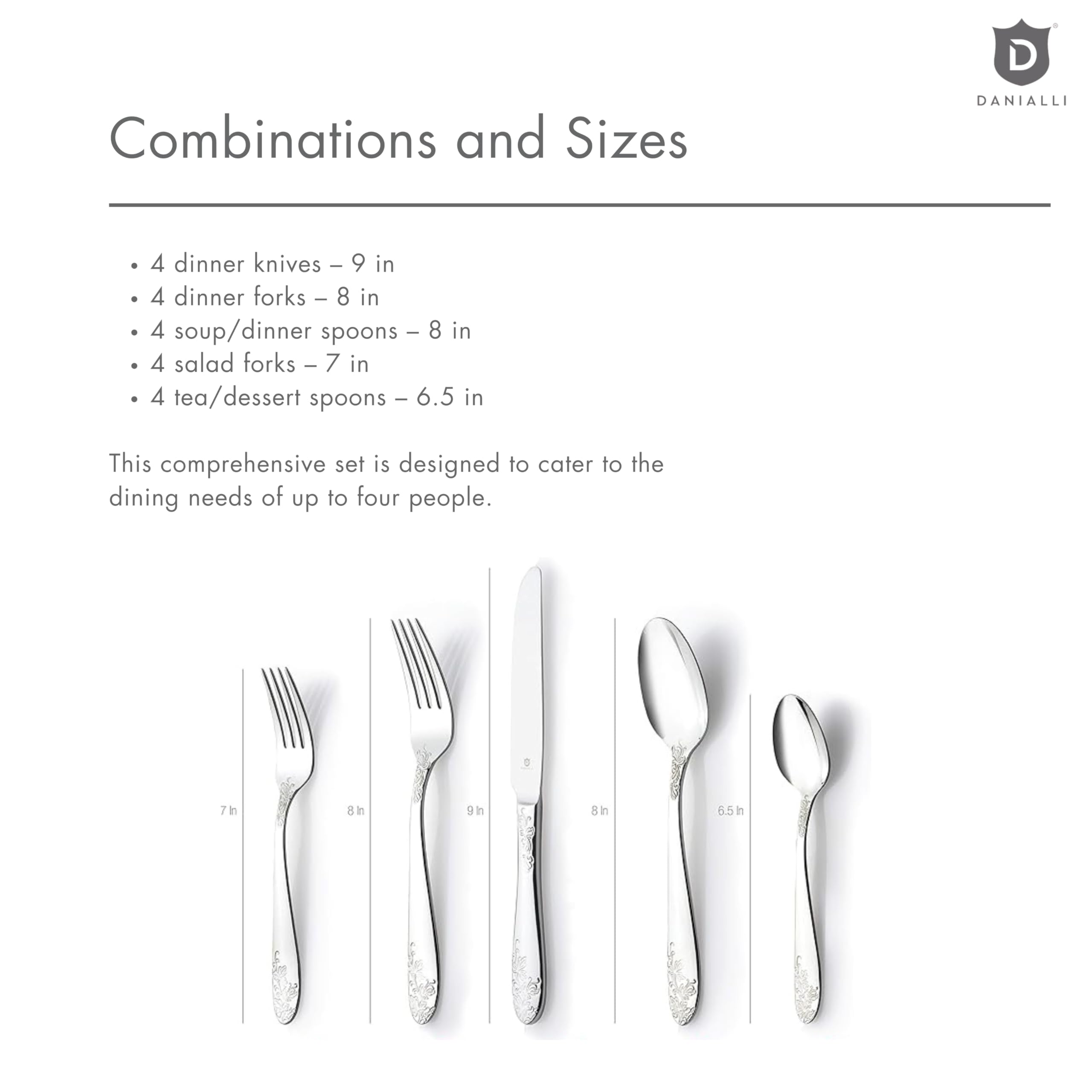 Premium 18/10 Stainless Steel Silverware Set - 20-Piece Floral Design Flatware for Elegant Dining - Dishwasher Safe Cutlery Set - Perfect for Weddings, Dinner Parties & Holiday Gatherings