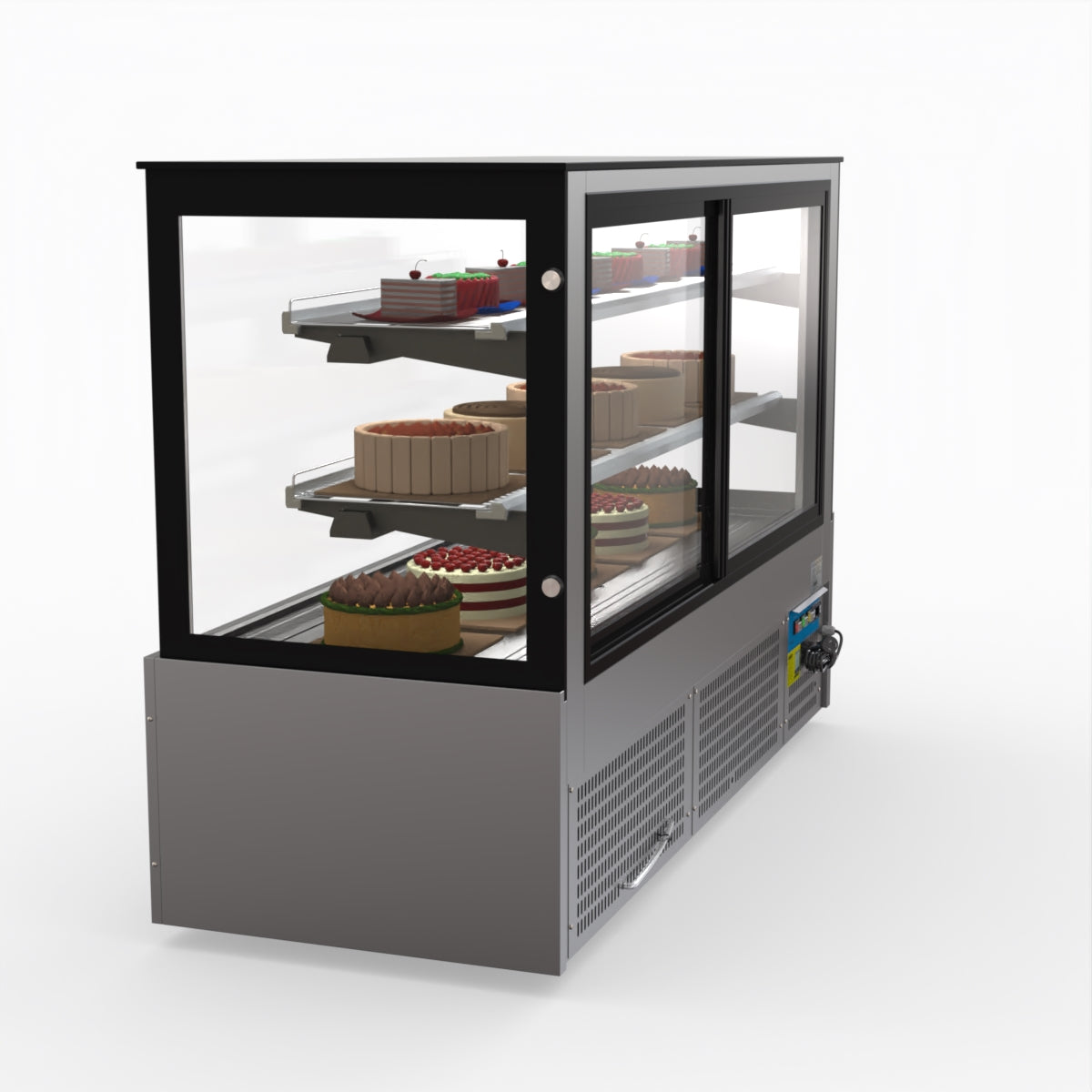 Bonvue SG180FA Commercial Refrigerated Display Case - Dual Glass Door Merchandiser for Deli, Bakery & Grocery - Perfect for Supermarkets, Convenience Stores & Cafes