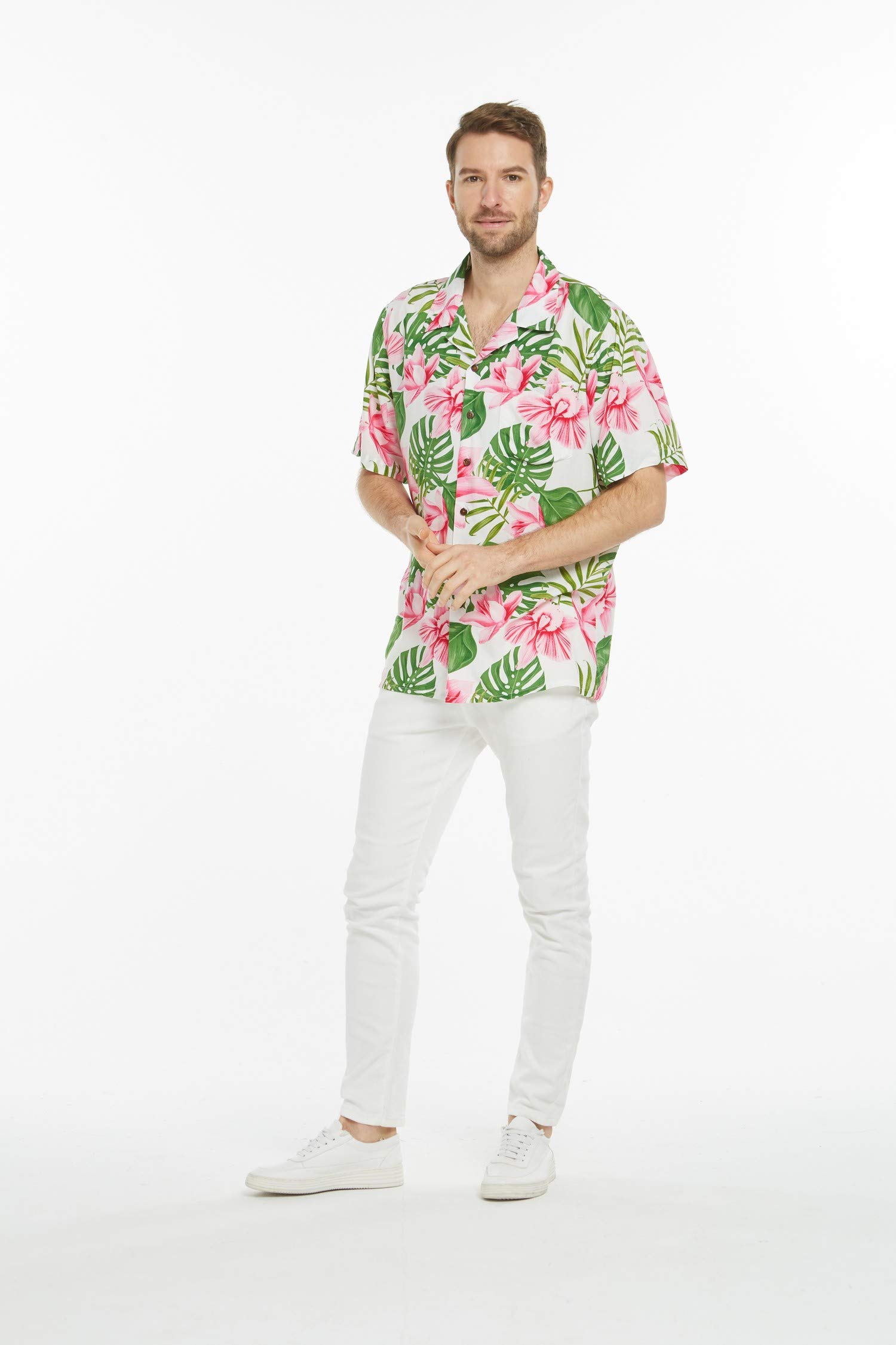 Hawaiian Luau Outfits for Family - Matching Aloha Shirts & Dresses in Lotus & Orchid Print for Men, Women, Boys & Girls | Perfect for Beach Parties, Luau Events & Summer Vacations