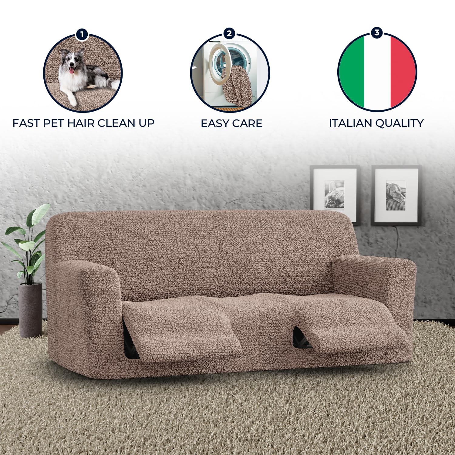 PAULATO BY GA.I.CO. Recliner Sofa Cover - Stretchable 1-Piece Slipcover for Recliners - Soft Microfiber Furniture Protector - Marsala Color - Perfect for Living Room, Home Theater & Office Use