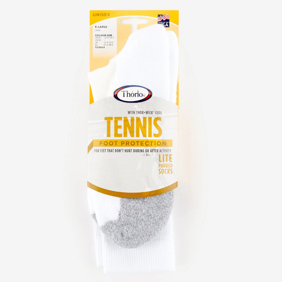 Thorlo Unisex Tennis Light Cushion Crew Socks - White - Breathable Athletic Socks for Men & Women - Perfect for Tennis, Running & Gym Workouts