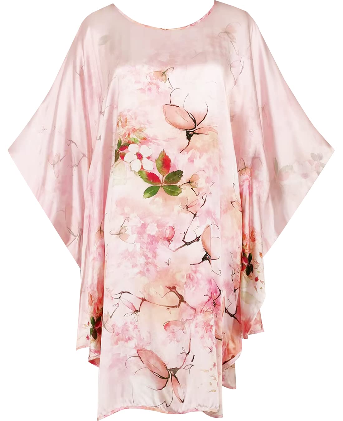 Luxury 100% Silk Pajamas for Women | Floral Print Silk Kimono Robe & Bathrobe with Doll Sleeves | Perfect for Spa Days, Bridal Showers & Relaxing at Home
