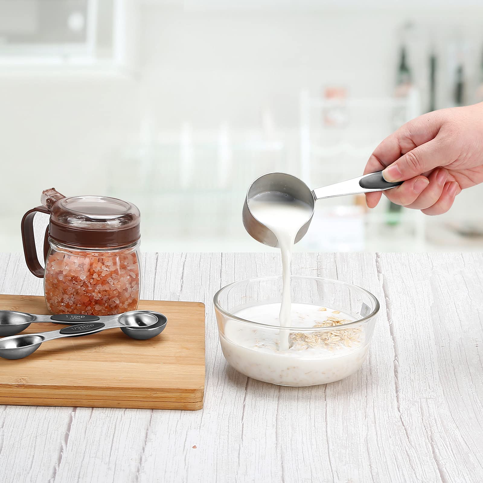 Premium Stainless Steel Measuring Cups and Spoons Set - 5 Nesting Cups & 7 Spoons with Leveler for Baking, Cooking - Perfect for Dry & Liquid Ingredients (Black) | Ideal for Home Kitchen, Professional Baker, Gift for Cooking Enthusiasts
