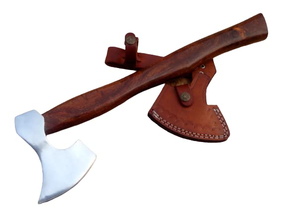 Premium Handmade High Carbon Steel Forged Axe with Leather Sheath - BREBEARD Style Custom Outdoor Tool for Camping, Bushcraft & Wood Chopping