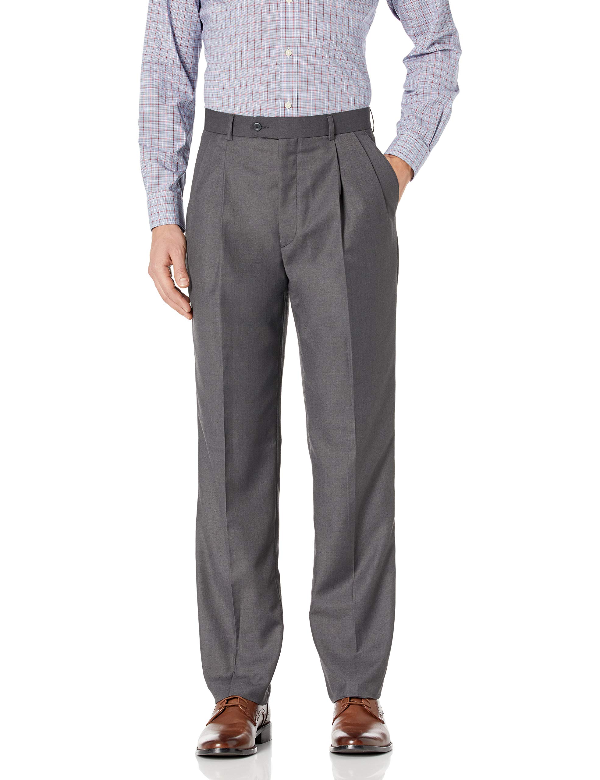Linea Naturale Men's Pleated Travel Pants - Lightweight Wrinkle-Resistant Microfiber Dress Trousers for Business & Casual Wear - Perfect for Office, Commuting & Airplane Travel