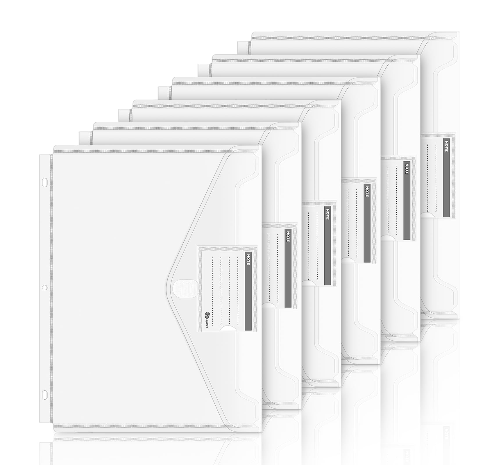 28-Pack Clear Plastic Binder Pockets for 3-Ring Binders - Heavyweight Letter Size Organizer with Extra-Long Hook & Loop Closure & Label Pocket - Perfect for School, Office & Home Organization (Document Storage, Teacher Supplies, Filing System)
