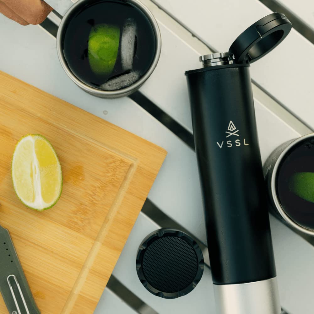 Premium Stainless Steel Insulated Flask with Weatherproof True Wireless Speaker - Double-Walled Vacuum Insulation, USB-C Rechargeable, Includes Charging Cord - Perfect for Camping, Hiking, Beach & Outdoor Adventures