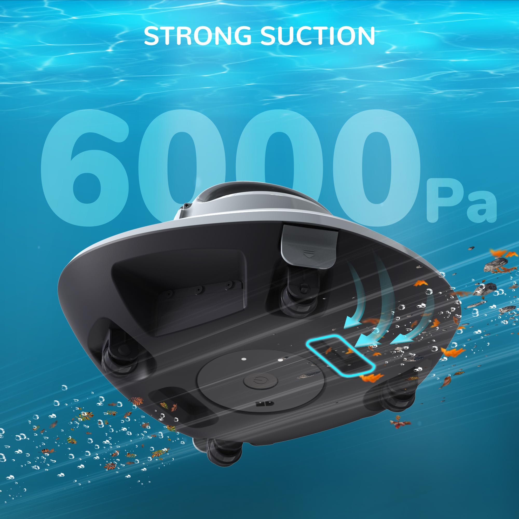 Cordless Robotic Pool Cleaner - Automatic Self-Docking Underwater Vacuum with Strong Suction for Above Ground & In-Ground Swimming Pools | Top Handle Design in White & Grey | Perfect for Weekly Pool Maintenance and Debris Removal