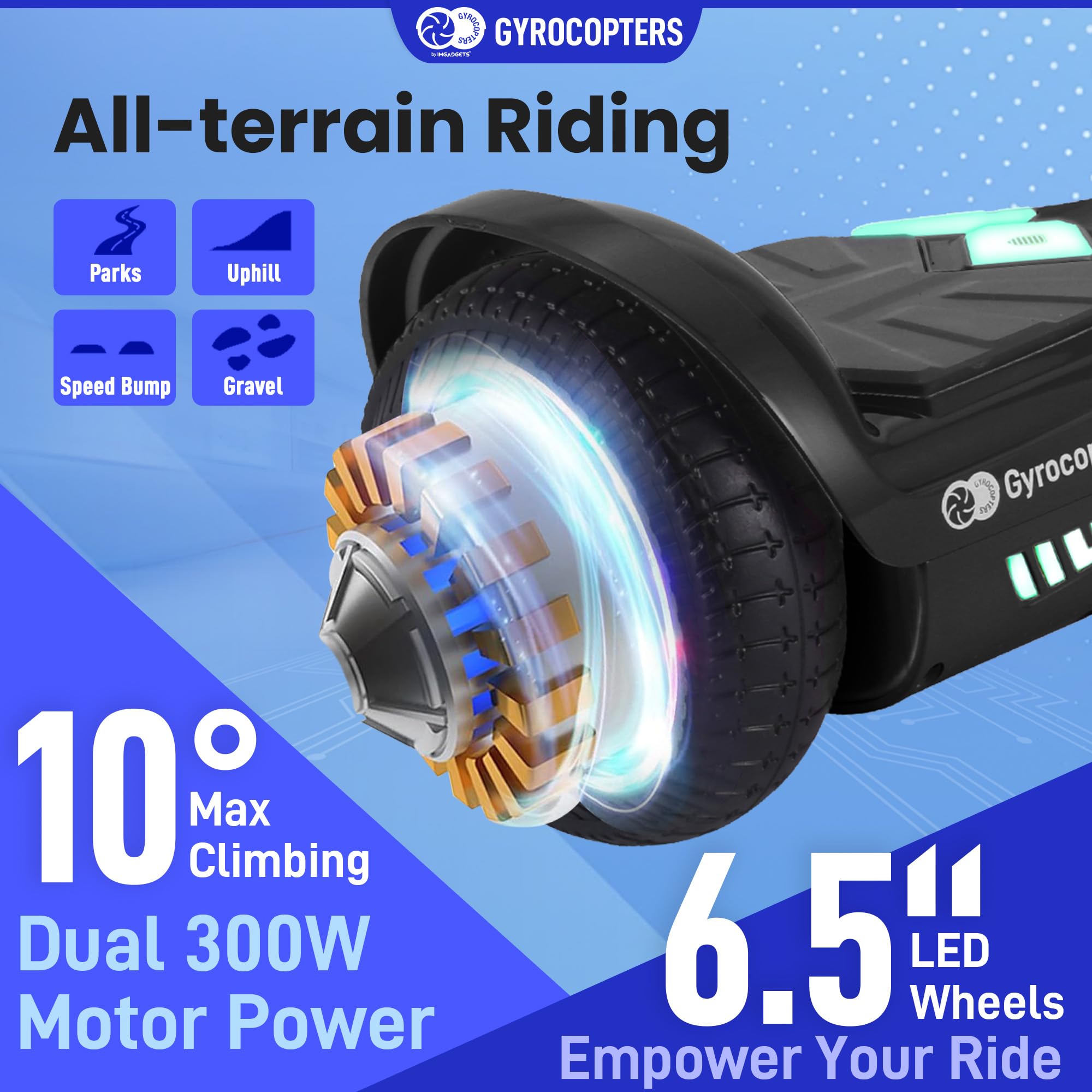 Gyrocopters PRIME 2025 All-Terrain Hoverboard with 6.5