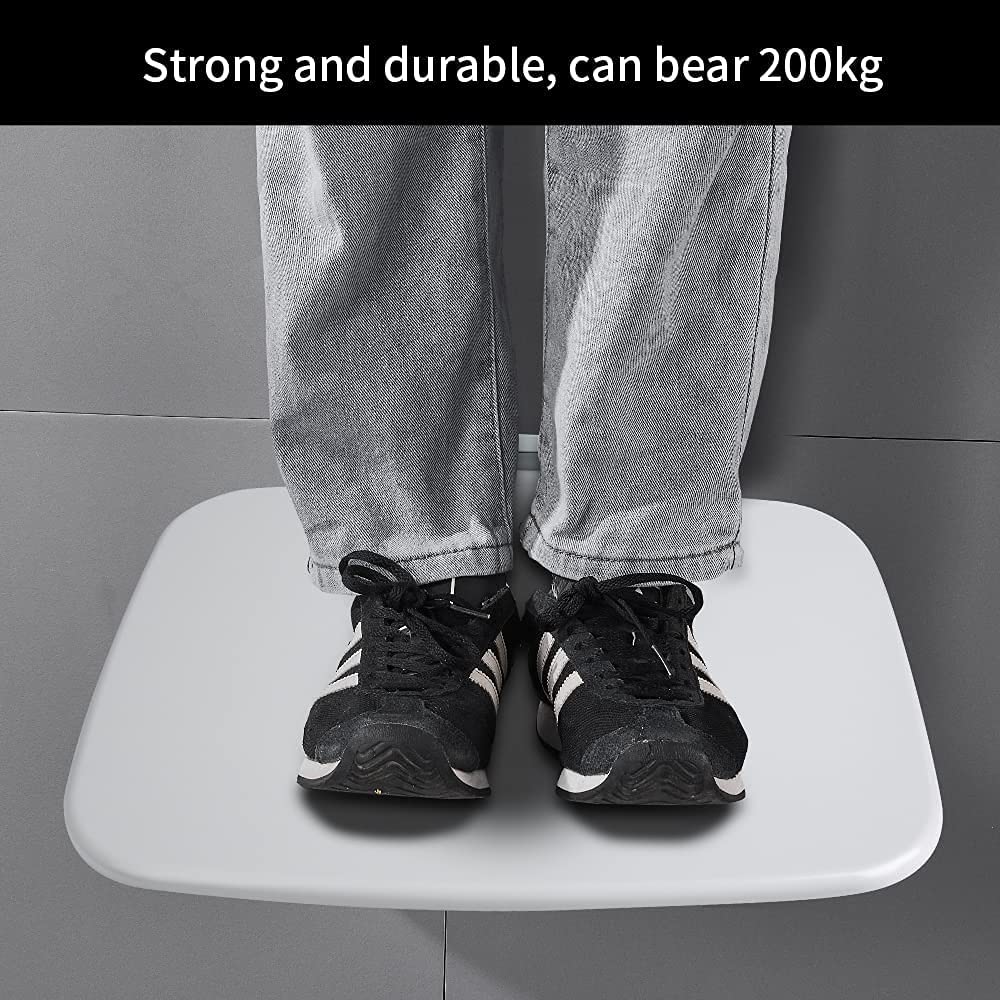 Foldable Wall-Mounted Shower Chair - 440LB Weight Capacity Shower Seat for Elderly, Pregnant Women & Heavy People - White Urea-Formaldehyde Shower Bench - Perfect for Bathroom Safety & Accessibility