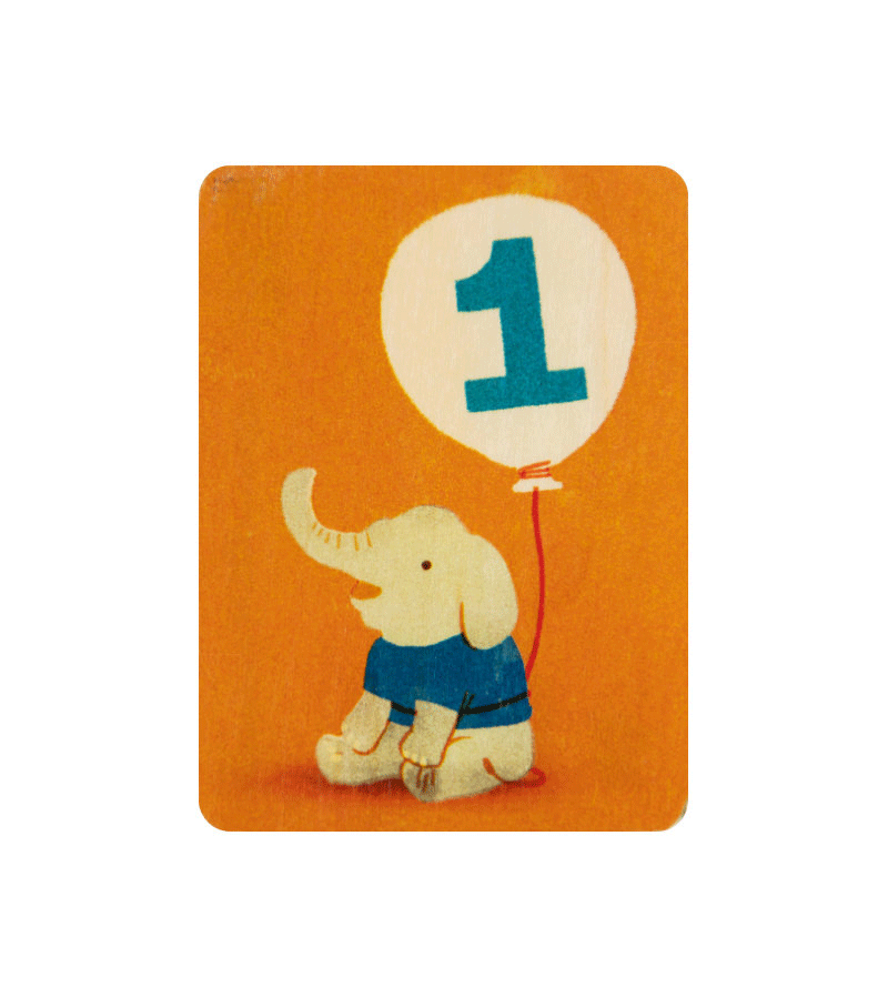 WOODHI Mini Wooden Elephant Birthday Card for 1 Year Old - Perfect for Baby's First Birthday Party & Keepsake Gift