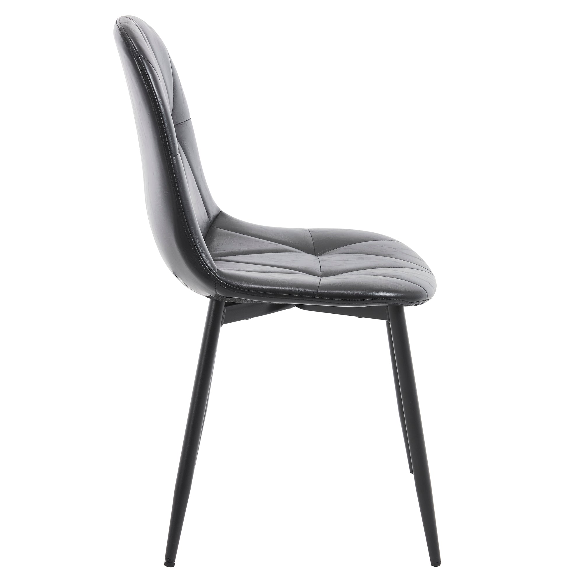 4-Piece Modern Upholstered Faux Leather Dining Chair Set with Metal Legs & High Back - Black Kitchen & Dining Room Chairs - Easy Assembly & Cleaning - Perfect for Home, Restaurant & Office Use