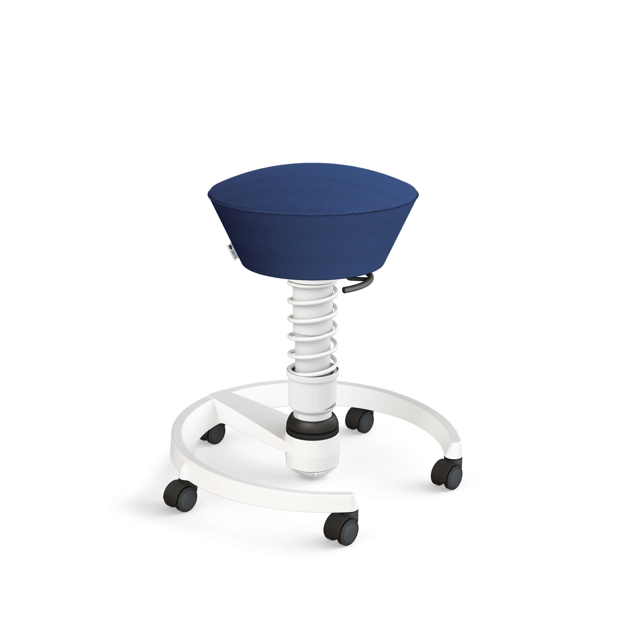 Aeris Swopper Active Sitting Stool with White Castor Wheels - Ergonomic Office Chair Alternative for Home & Workplace - Perfect for Standing Desks, Workstations and Posture Correction