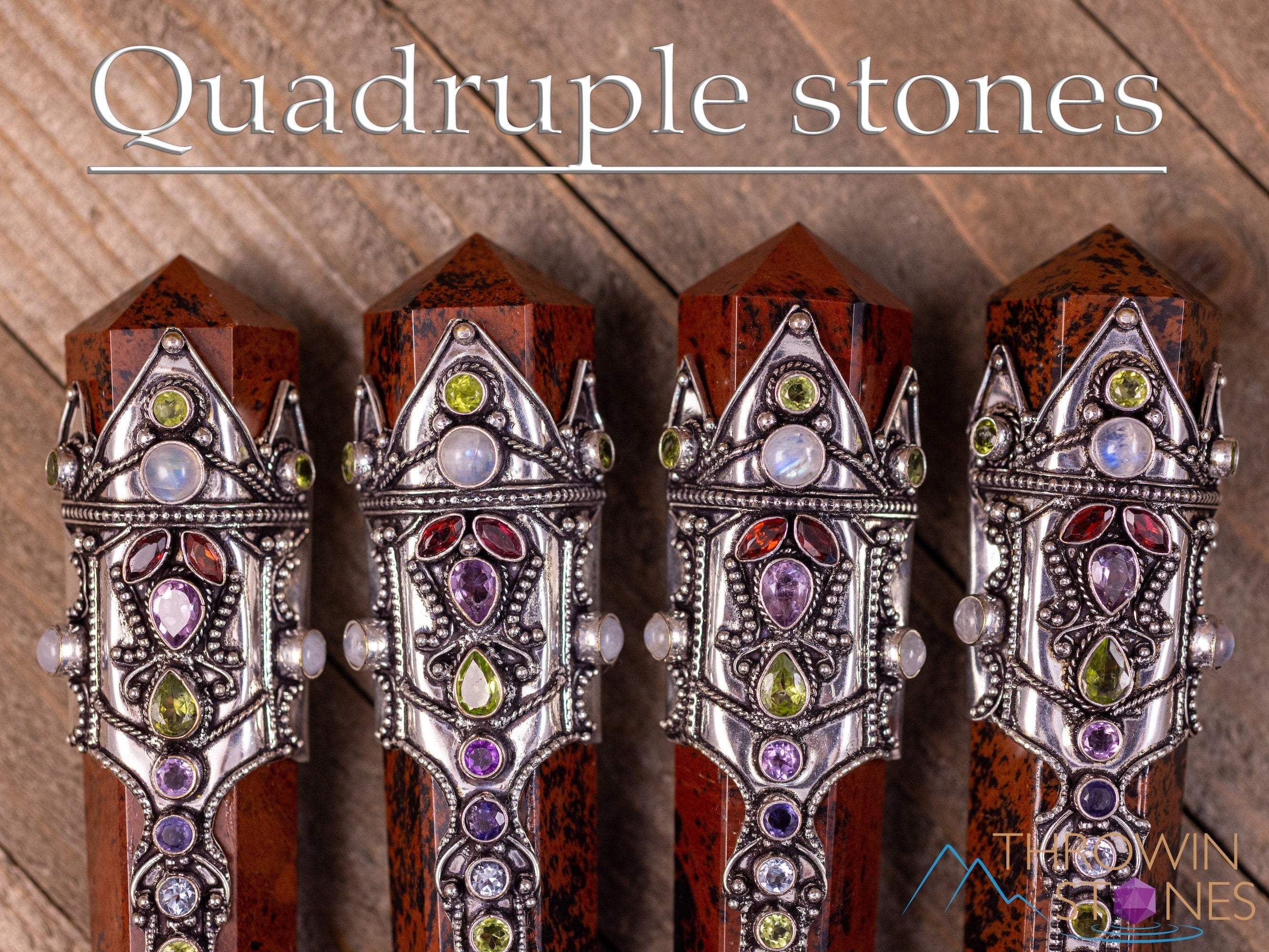 Rainbow Chakra Mahogany Obsidian Crystal Wand for Reiki Healing, Meditation & Energy Work - Metaphysical Spiritual Tool for Balancing Chakras & Positive Energy