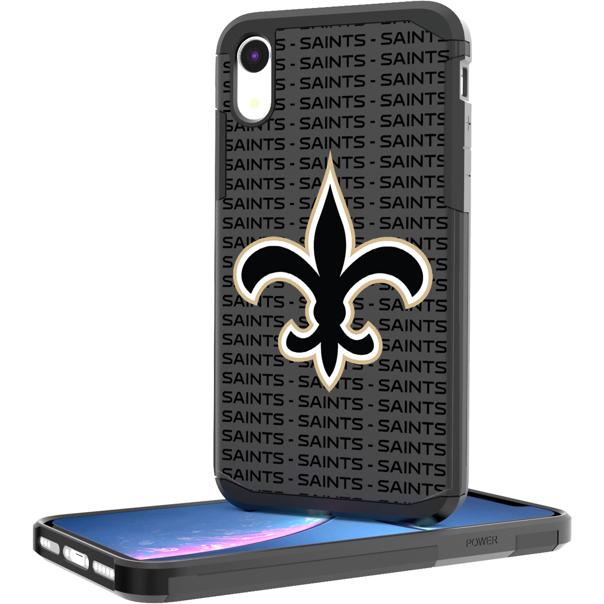 New Orleans Saints iPhone Rugged Case with Text Design - Shockproof Protective Cover for iPhone 14/13/12/11 Pro Max - Perfect for Football Fans & Game Day Protection