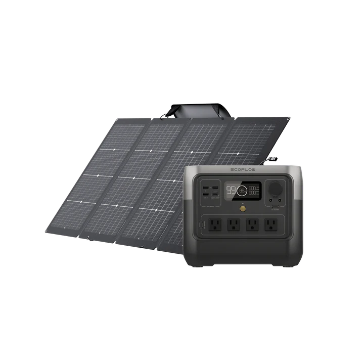 EcoFlow RIVER 2 Pro 720Wh Portable Power Station with 220W Bifacial Solar Panel | Solar Generator for Camping, RV, Emergency Backup & Off-Grid Power
