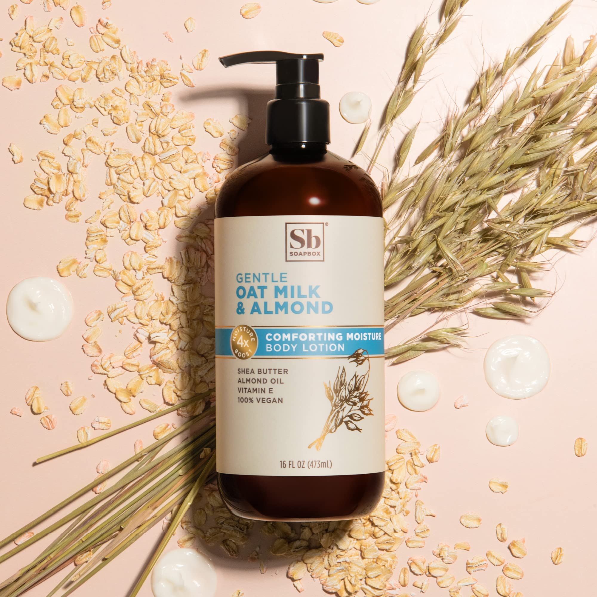 Soapbox Moisturizing Hand Soap, Biotin Shampoo & Conditioner Set, Oat Milk Lavender Body Wash with Almond Lotion - Hydrating Skincare Combo Pack for Dry Skin Care & Relaxing Bath Time