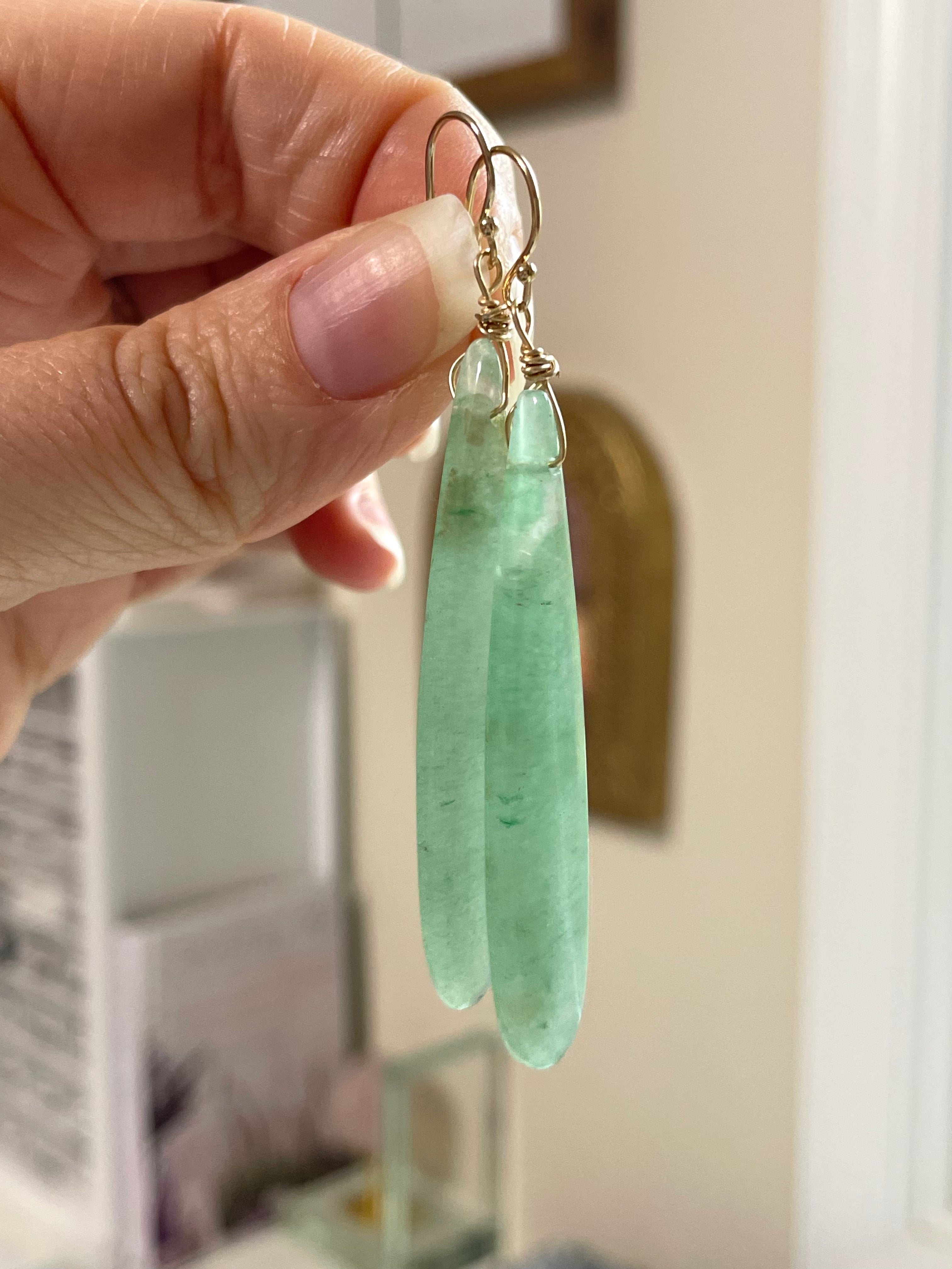 Green Aventurine Earrings for Women - Healing Crystal Jewelry, Dainty Stud or Dangle Earrings - Perfect for Meditation, Yoga & Spiritual Healing