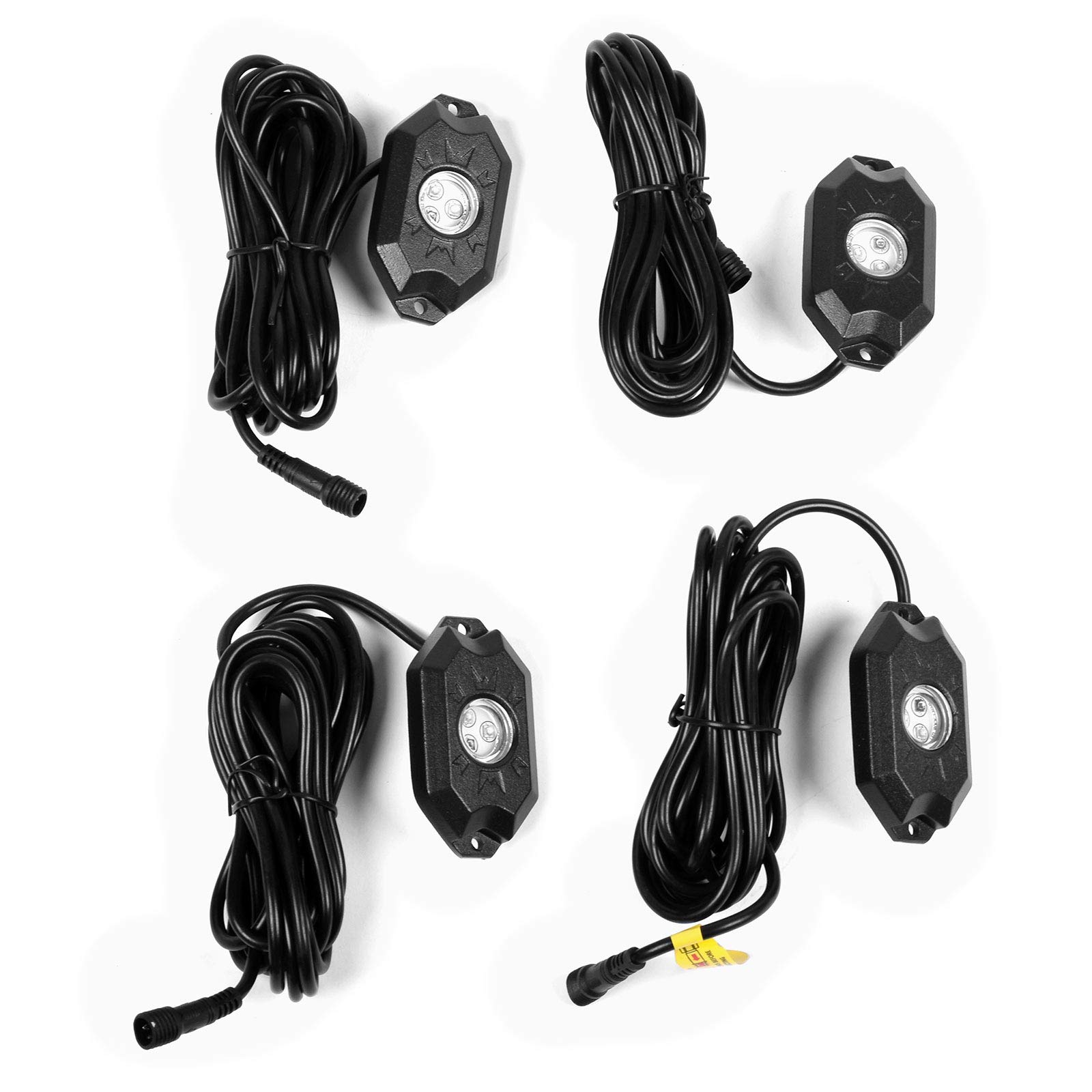 LED Neon Rock Lights with Bluetooth App Control - 4 Pods, RGB Multicolor, 500 Lumens, Music Sync & Timer - IP67 Waterproof, Durable Aluminum Housing - Perfect for ATVs, UTVs, Motorcycles, Trucks, Boats & Off-Road Adventures - Enhance Night Rides & Outdoor Parties