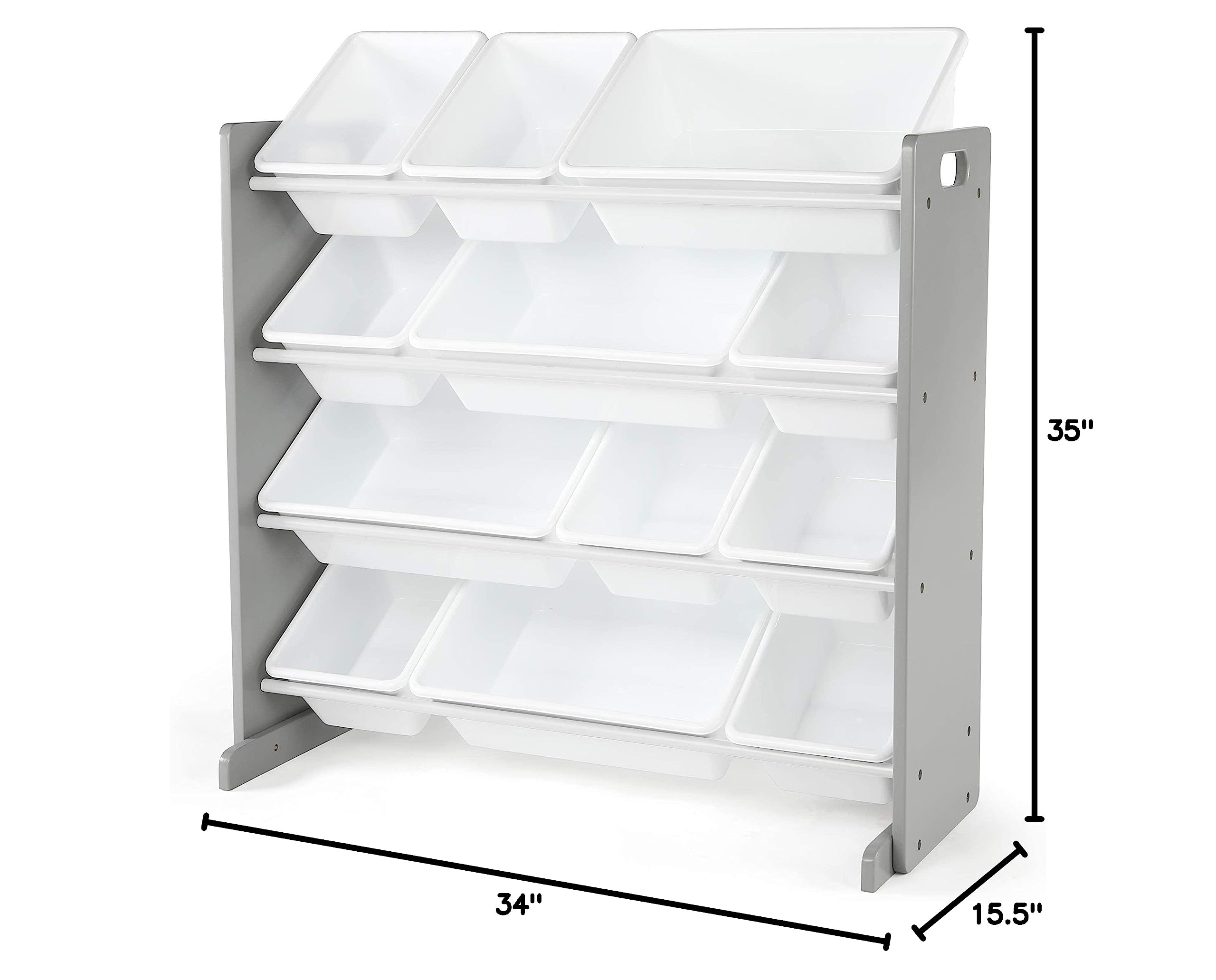 Humble Crew Kids Toy Organizer with Storage Bins | 6-Tier Extra Large Bookshelf for Kids Room | Grey & White Toy Storage Shelf for Playroom, Nursery & Classroom Organization