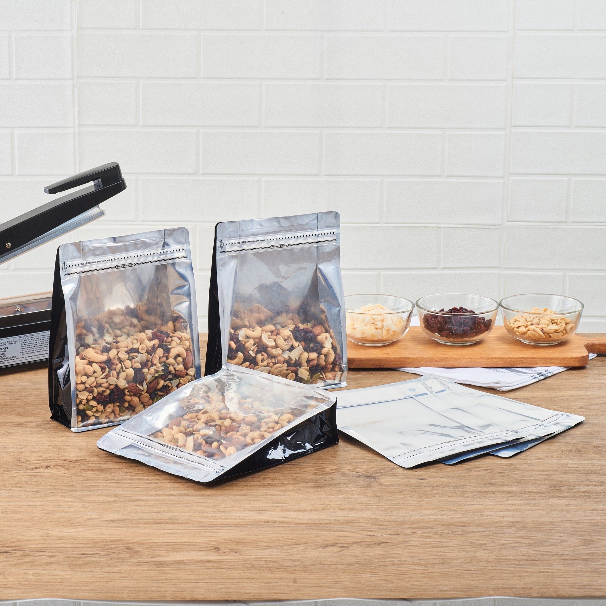 Premium Black Plastic Snack Bags - Large 9.5