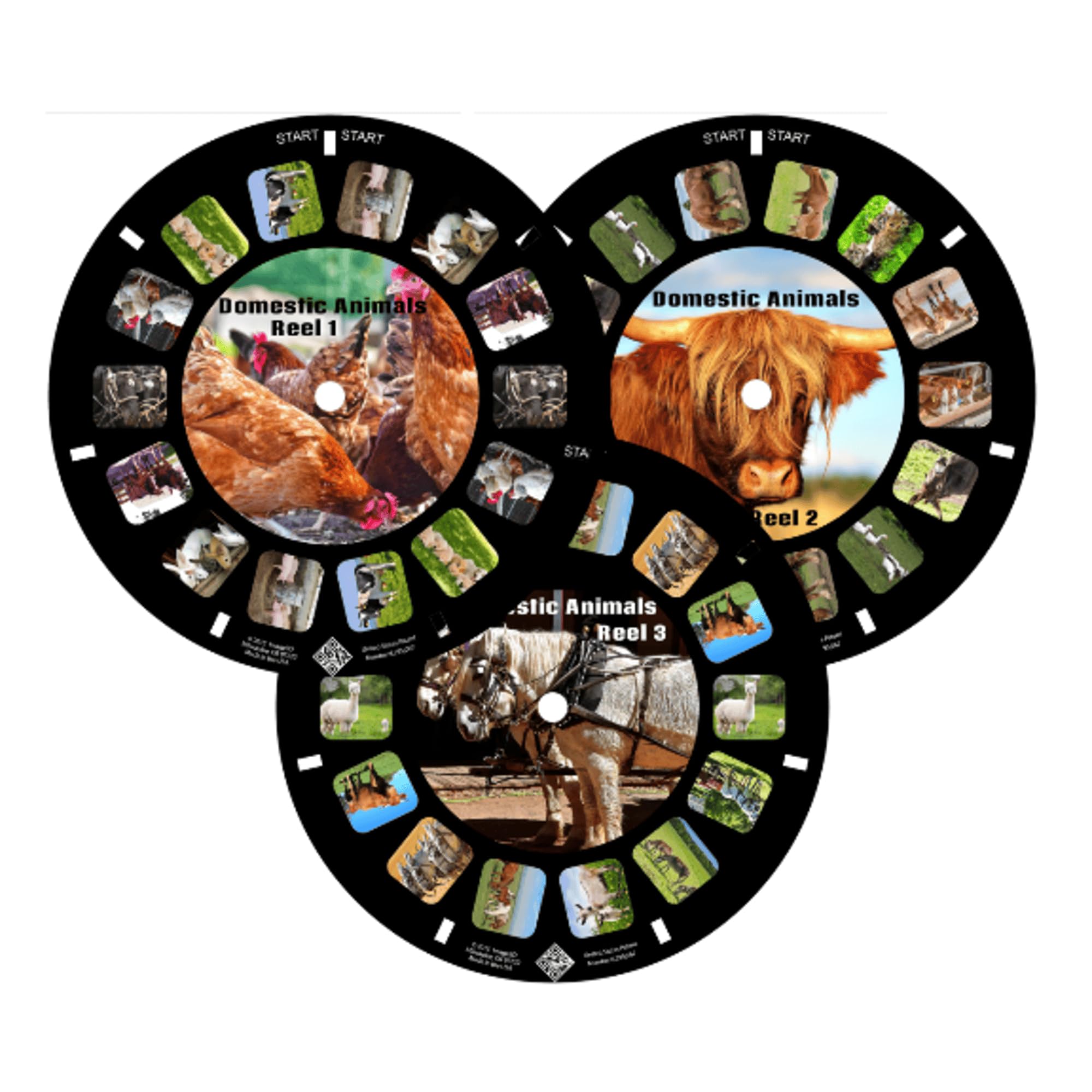 MayKo Farm Animal View-Master Reels - 3-Pack Compatible with Classic Viewers | Domestic Animals & Wildlife Educational Toy for Kids | Perfect for Storytelling, Learning, and Family Entertainment