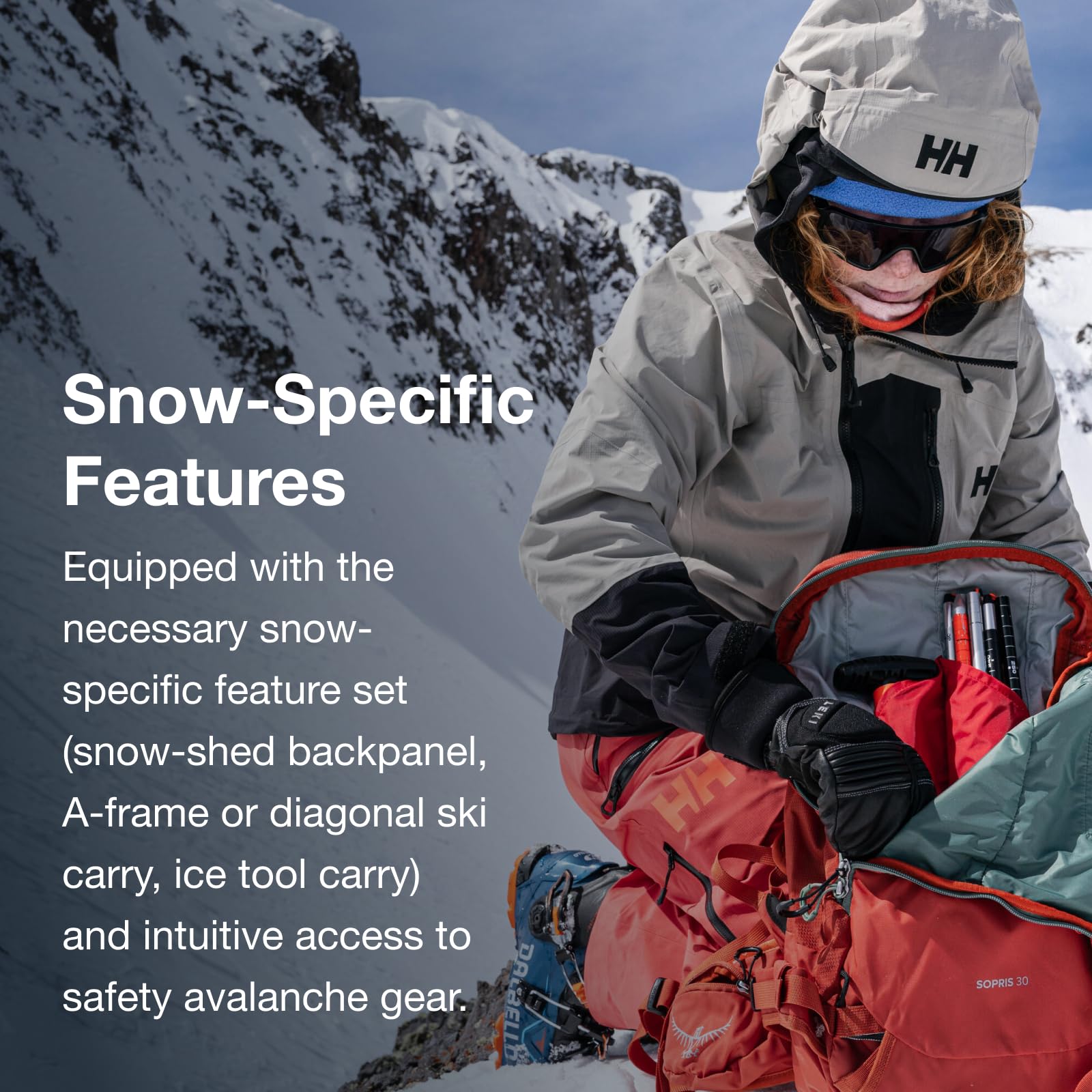 Osprey Sopris 20L Ski and Snowboard Backpack - Waterproof Hiking Daypack for Men & Women, Emberglow Orange - Perfect for Skiing, Snowboarding & Outdoor Adventures
