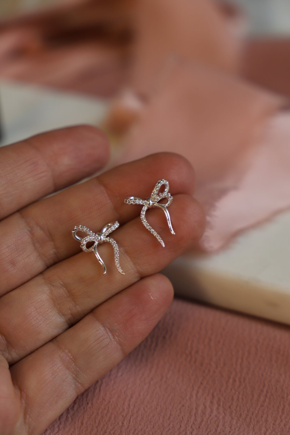 CZ Bow Stud Earrings - Sparkling Cubic Zirconia Dangle Earrings for Women | Perfect for Parties, Weddings & Everyday Wear