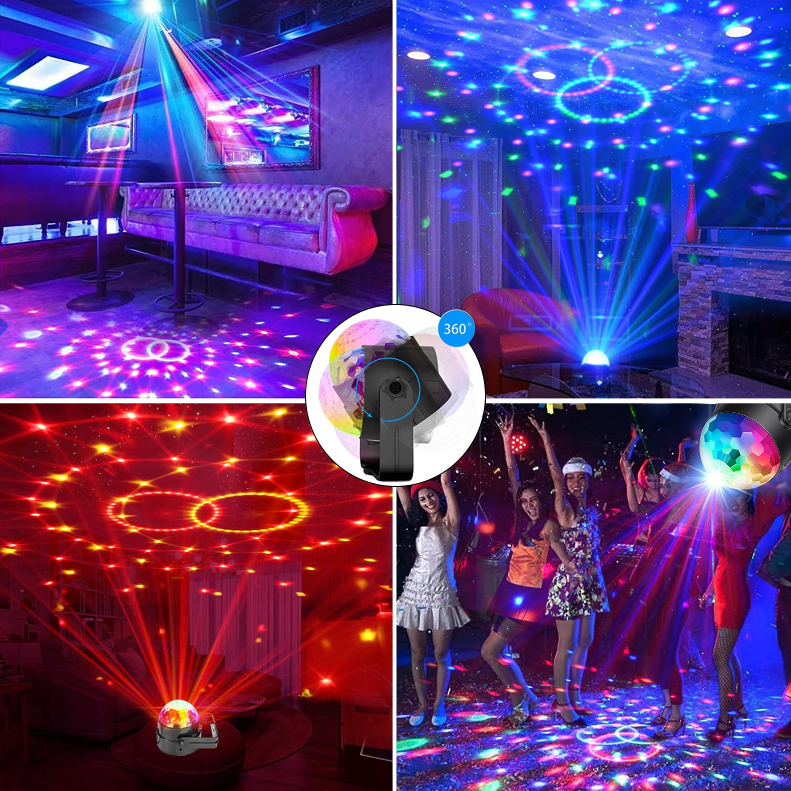 Disco Ball Party Lights - Sound Activated DJ Rave & Strobe Lights with Remote Control | Stage Lighting Effects for Birthday, Christmas, Wedding, Bar & Kids Parties | Create Club Atmosphere at Home