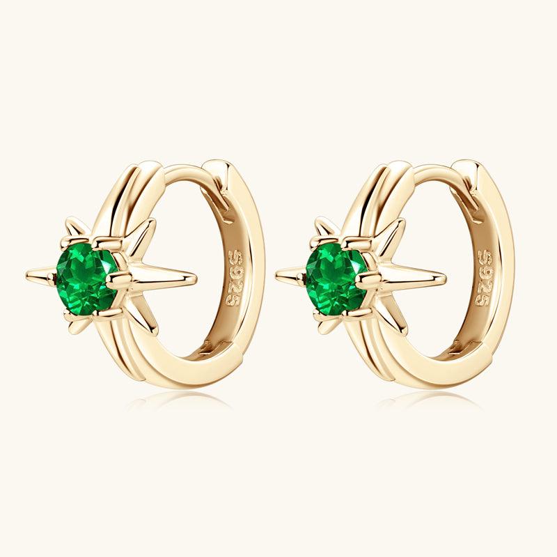 Romantic Star Emerald Hoop Earrings - Elegant Green Gemstone Jewelry for Women | Perfect for Date Night, Parties & Special Occasions