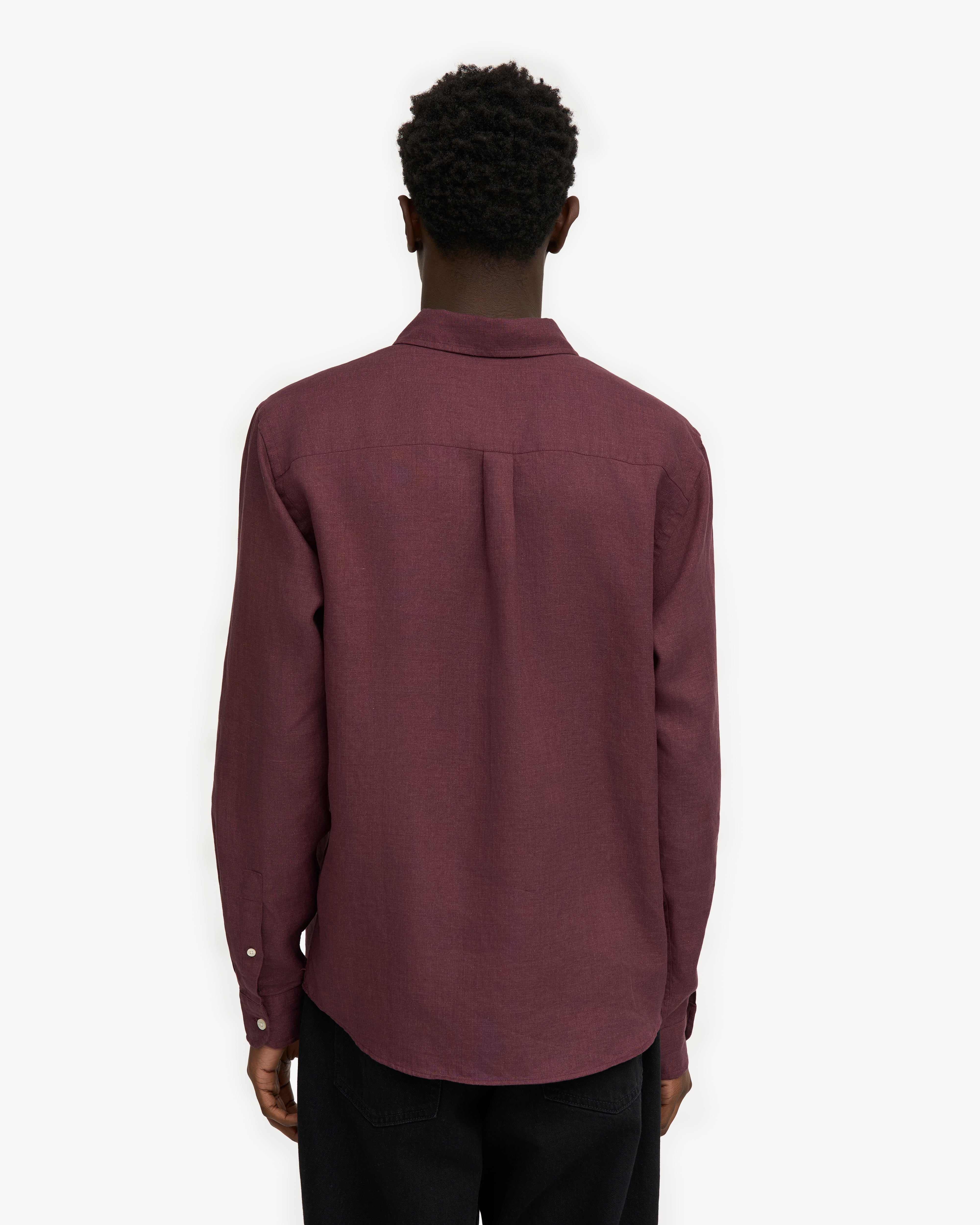 Premium Linen Shirt for Men - Breathable Oxblood Red Button Down Shirt - Casual Summer Office Wear & Vacation Outfit