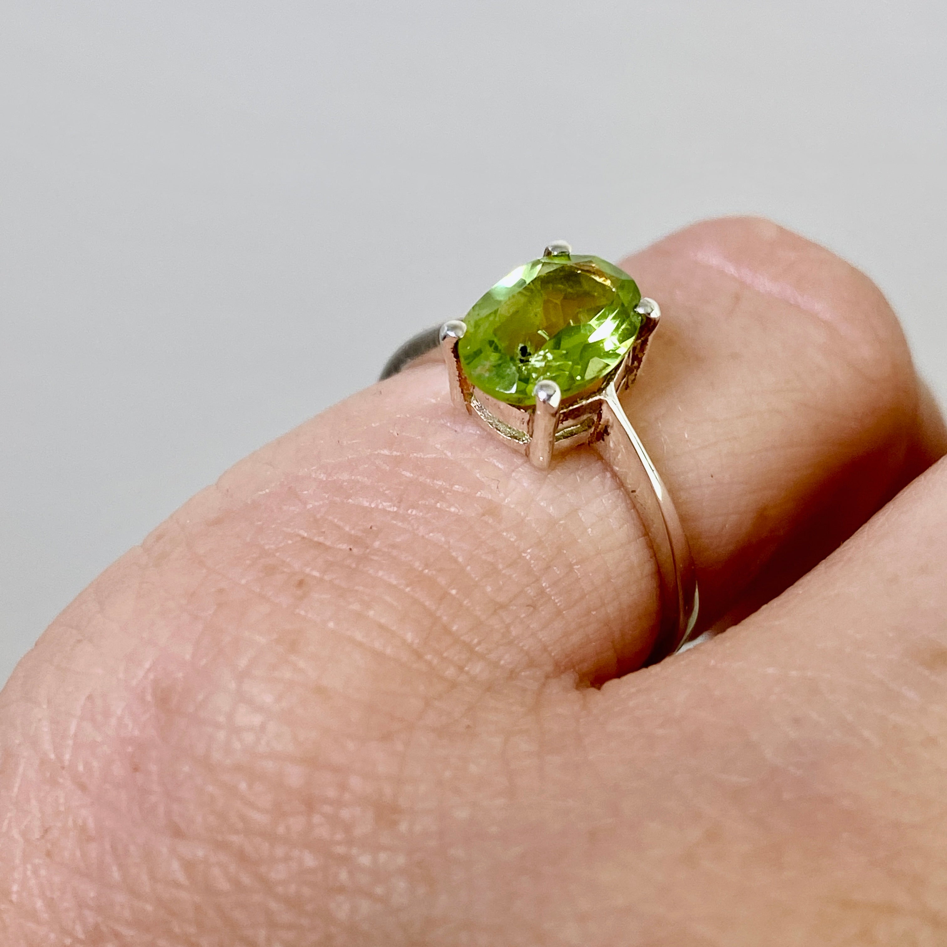 Peridot Oval Faceted Ring Size 5.5 - Dainty Green Gemstone Jewelry for Women, Perfect for Engagement, Wedding & Everyday Wear - PRGJ631