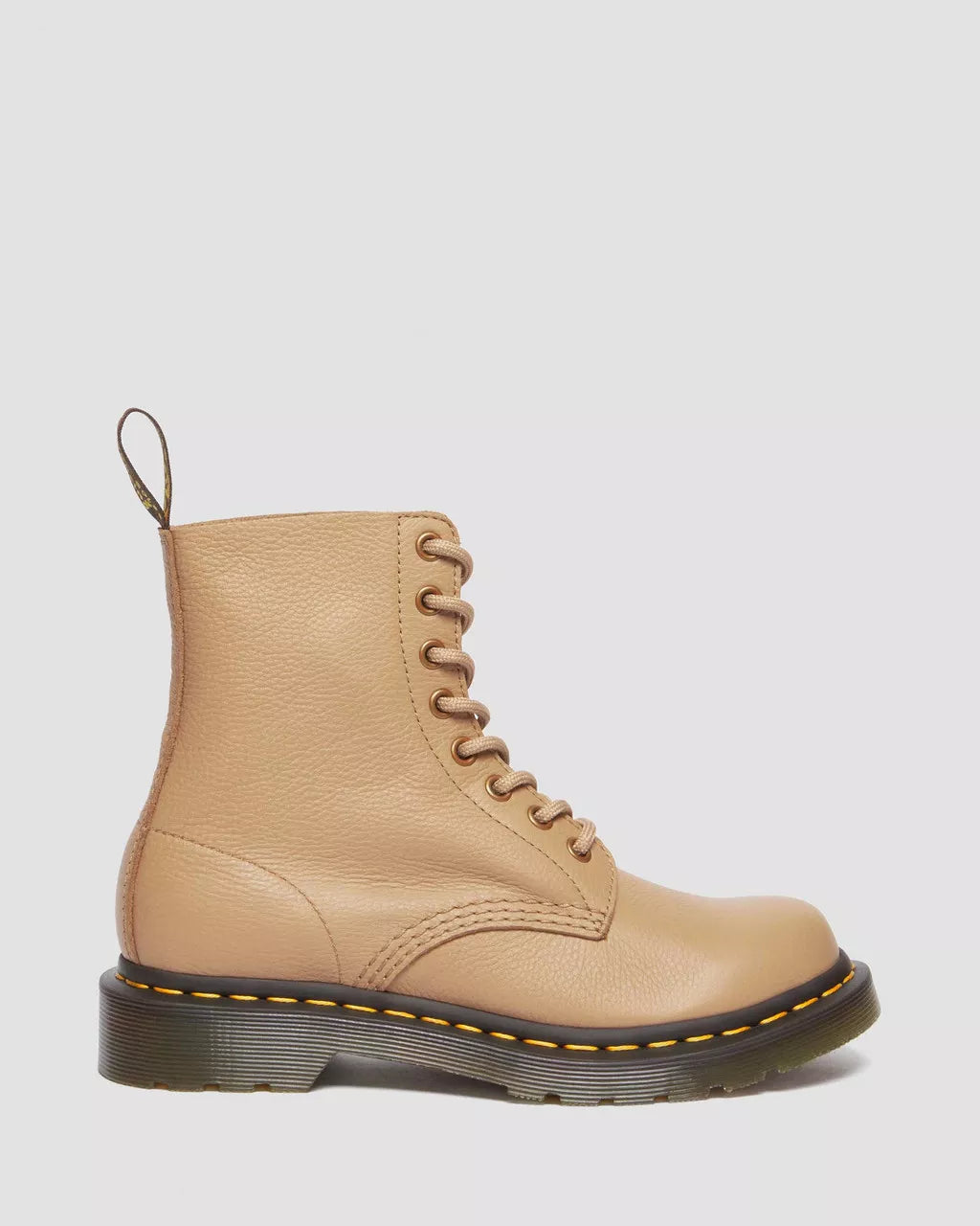 Dr. Martens 1460 Women's Pascal Virginia Leather Boots in Tan - Classic 8-Eye Lace-Up Ankle Boots for Women, Comfortable & Stylish for Everyday Wear, Work, and Outdoor Adventures