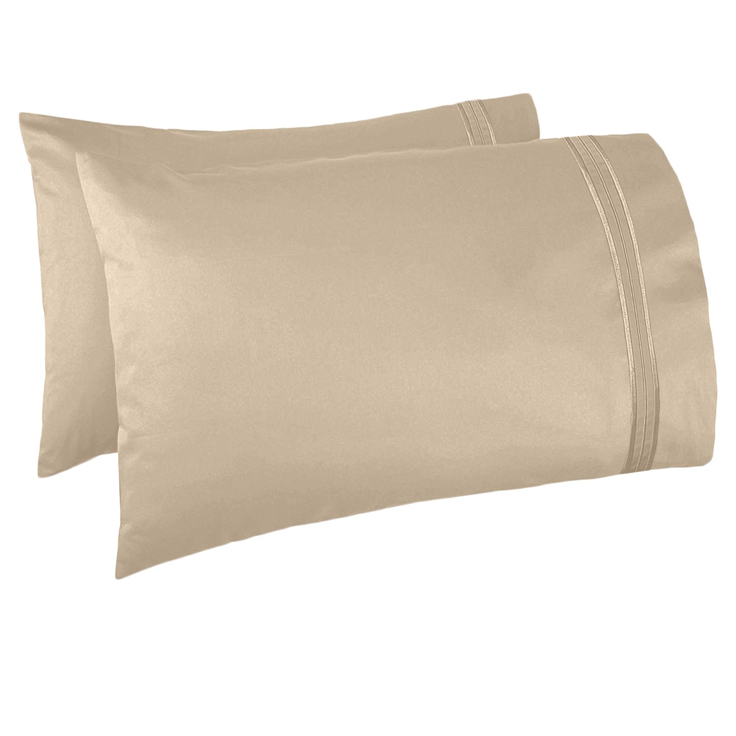 Premium Ultra Soft Microfiber Pillowcases Queen Size Set of 2 - Envelope Closure Standard Pillow Covers in Beige Cream - Perfect for Bedroom, Hotel, and Guest Room Comfort