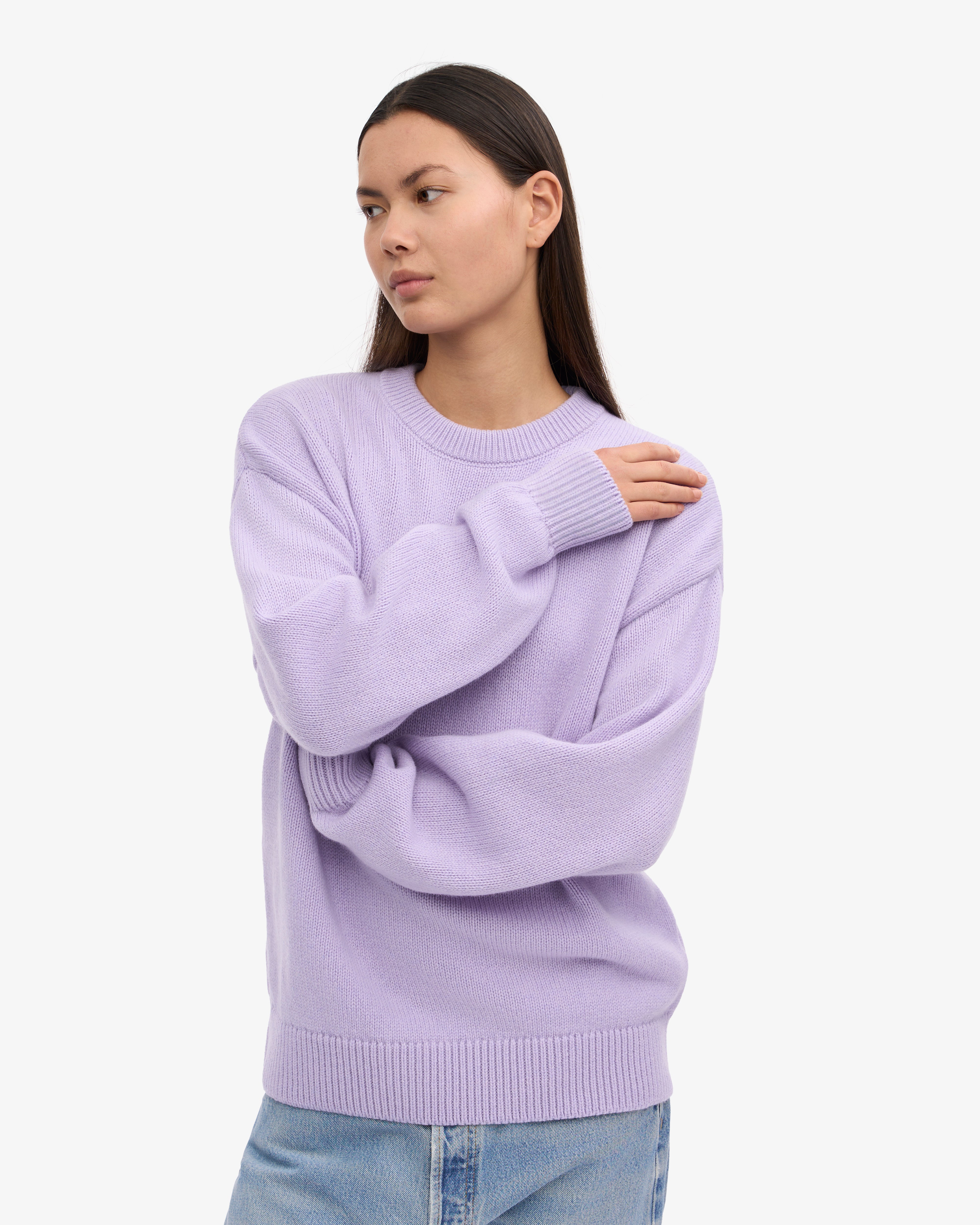 Premium Oversized Merino Wool Sweater - Ultra Soft Lavender Crewneck Pullover for Women | Cozy Winter Wear, Casual Outfits & Lounge Comfort