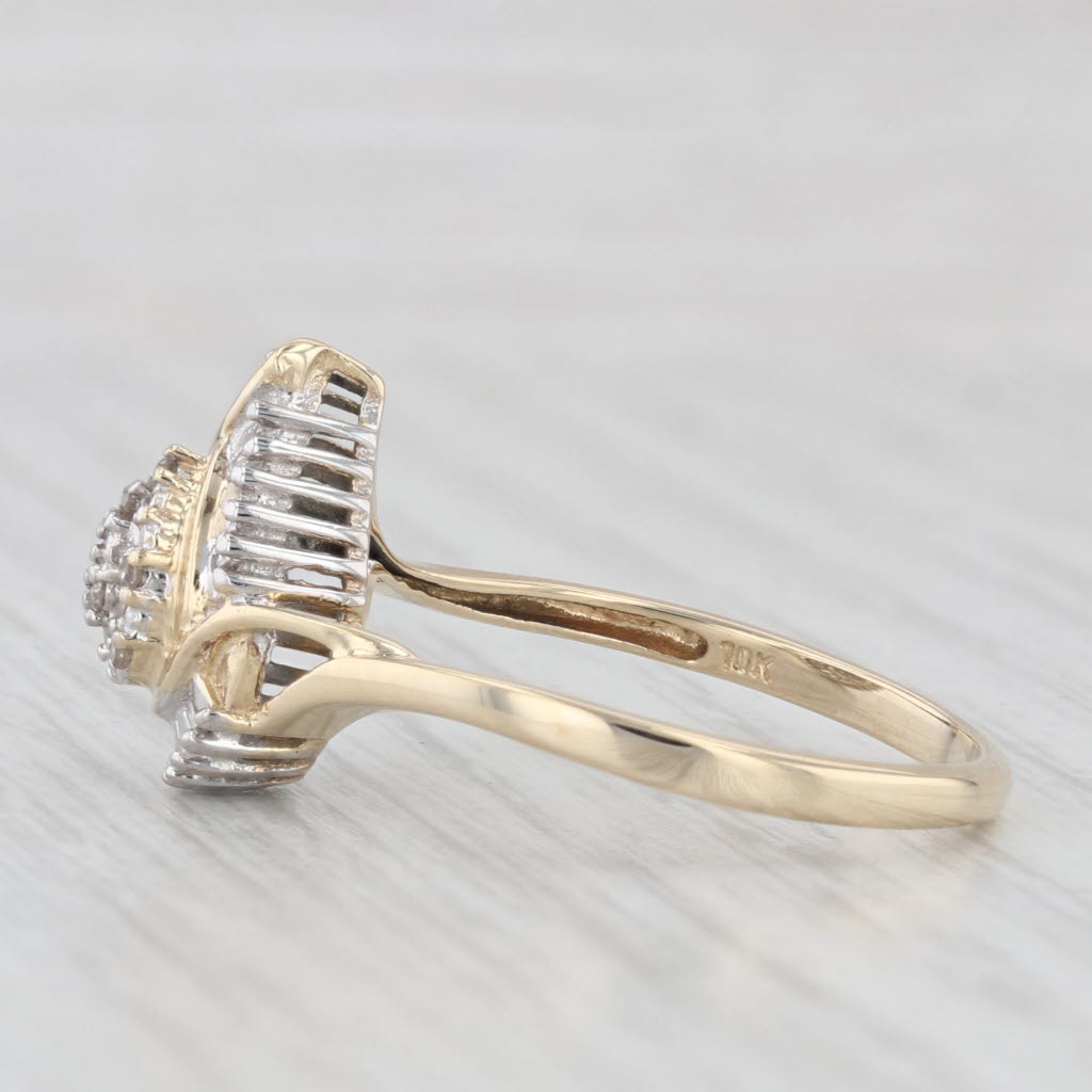 0.10ctw Pear Cut Diamond Halo Engagement Ring - 10k Yellow Gold - Size 8.75 - Perfect Proposal Gift for Her, Anniversary & Wedding Jewelry