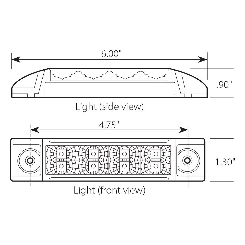 Grand General 76273 Red Rectangular 8 LED Marker/Clearance Light with Clear Lens - Durable Truck Trailer Lighting for Enhanced Road Safety & Visibility
