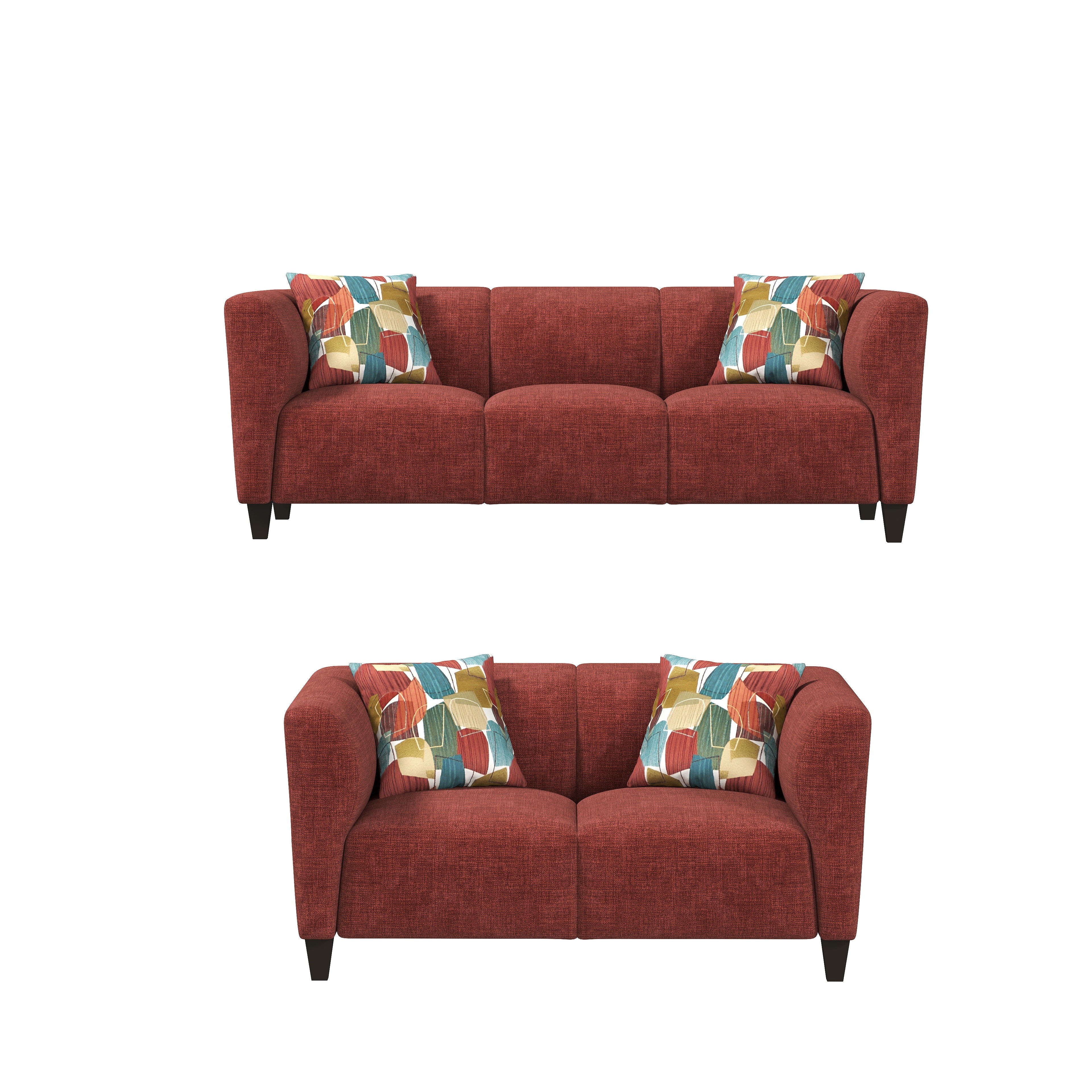 Roundhill Furniture Della Upholstered Sofa and Loveseat Set - Modern Living Room Furniture for Small Spaces | Perfect for Apartments, Condos & Cozy Homes
