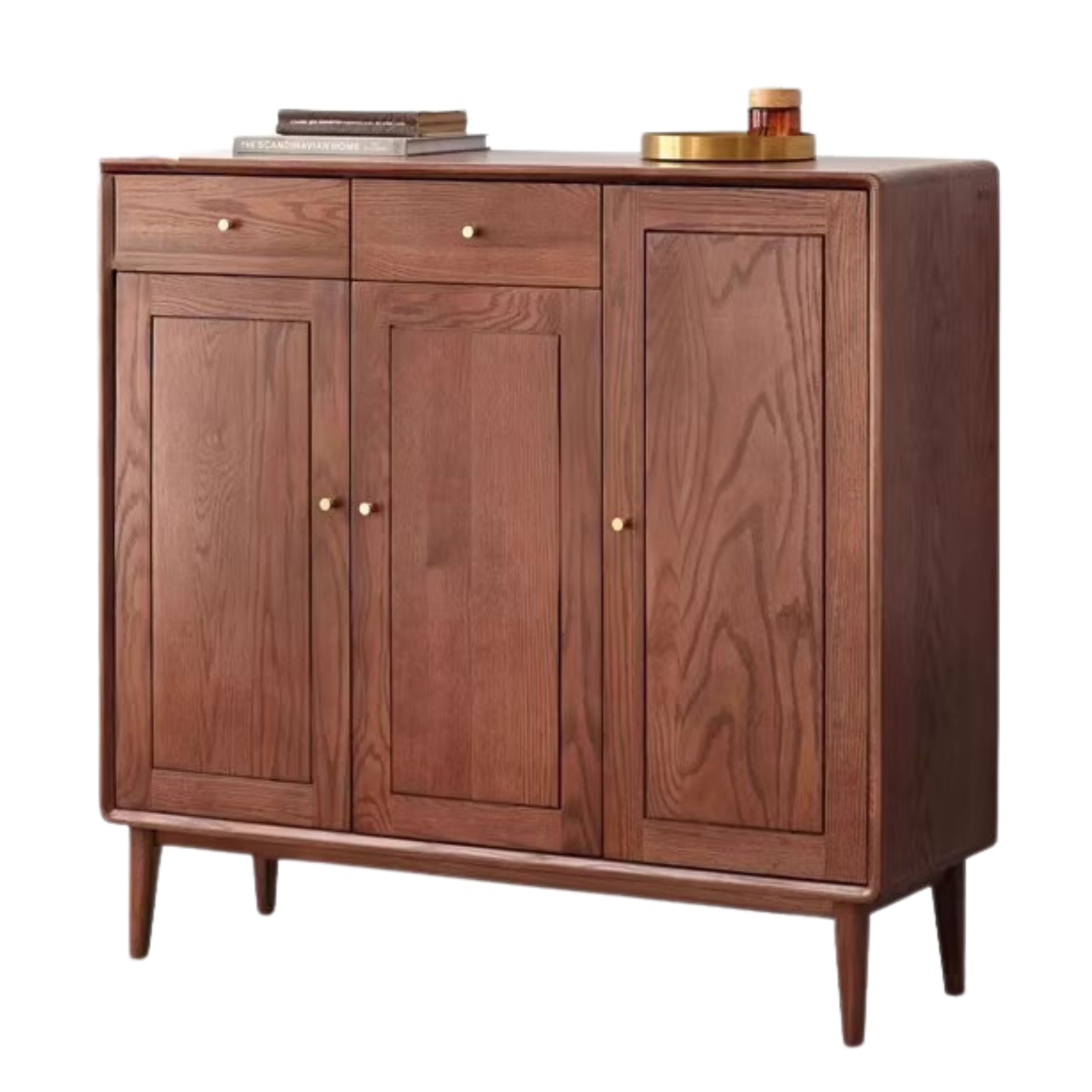 43.3x14.6x41.3 inch/ 110x37x105 cm/ walnut color/ Three-door shoe cabinet
