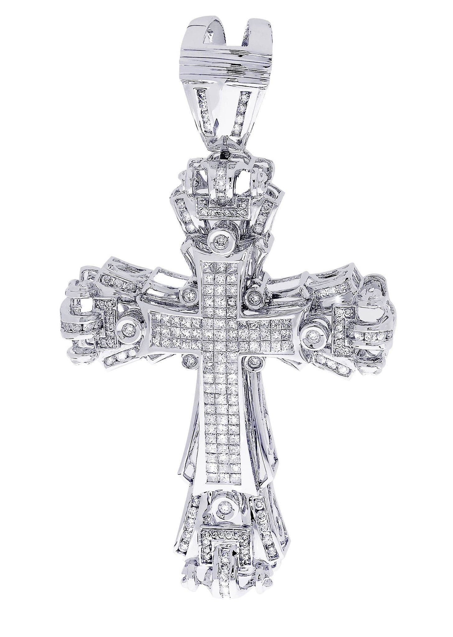 4.3 Carat Diamond Cross Pendant Necklace - 31.55 Grams Solid Gold Religious Jewelry for Women - Perfect for Church, Weddings & Special Occasions