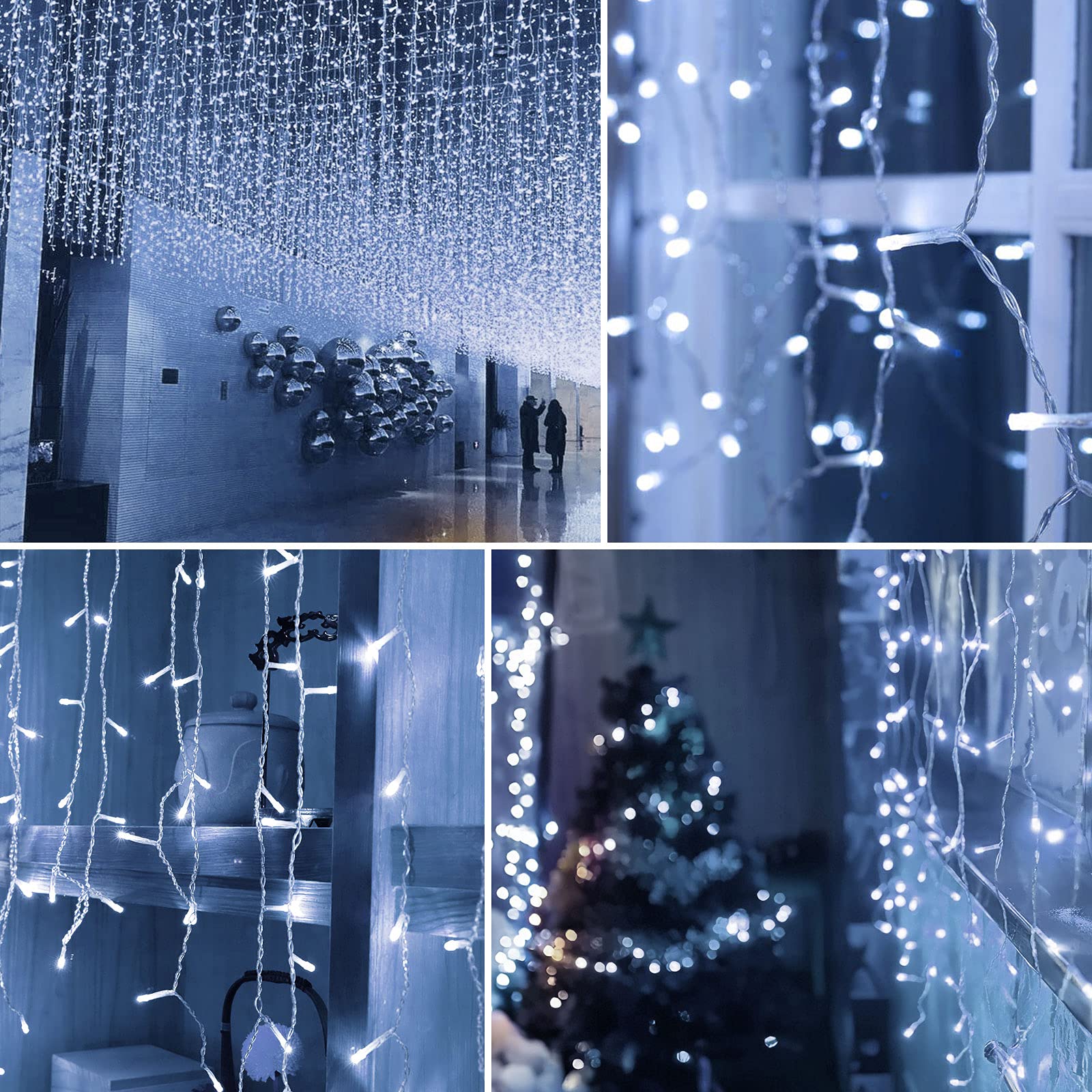 400 LED Icicle String Lights - 32.8ft Waterproof Outdoor Christmas Lights with 8 Modes & Memory Function | Cool White Fairy Lights for Home Decor, Party, Wedding, Christmas Tree & Garden Lighting