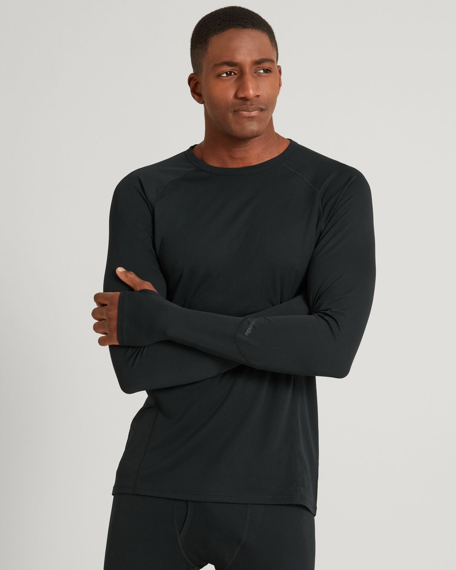 KMDAction Men's Long Sleeve T-Shirt - Soft Cotton Crew Neck Shirt for Men, Black - Perfect for Workout, Gym, Running & Casual Wear