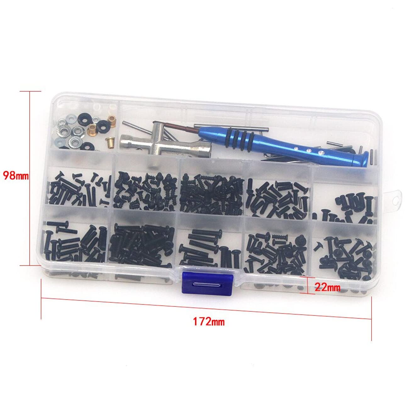 Premium RC Screws Kit - M2 M2.5 M3 Screw Fastener Set with Repair Tools for WLtoys 144001 124018 124019 1/14 Scale RC Cars - Durable Black Hardware for Maintenance & Upgrades - Perfect for Drift Racing, Off-Road Bashing & DIY Repairs