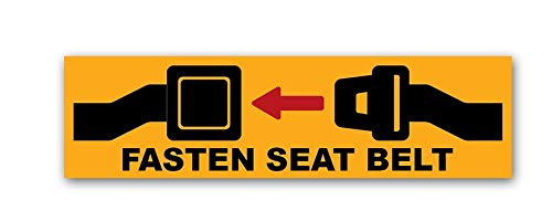 Fasten Seat Belt Warning Sticker Decal - Orange 2-Point Belt Design (10-Pack) - Perfect for Cars, Trucks, Boats & Workplace Safety Reminders