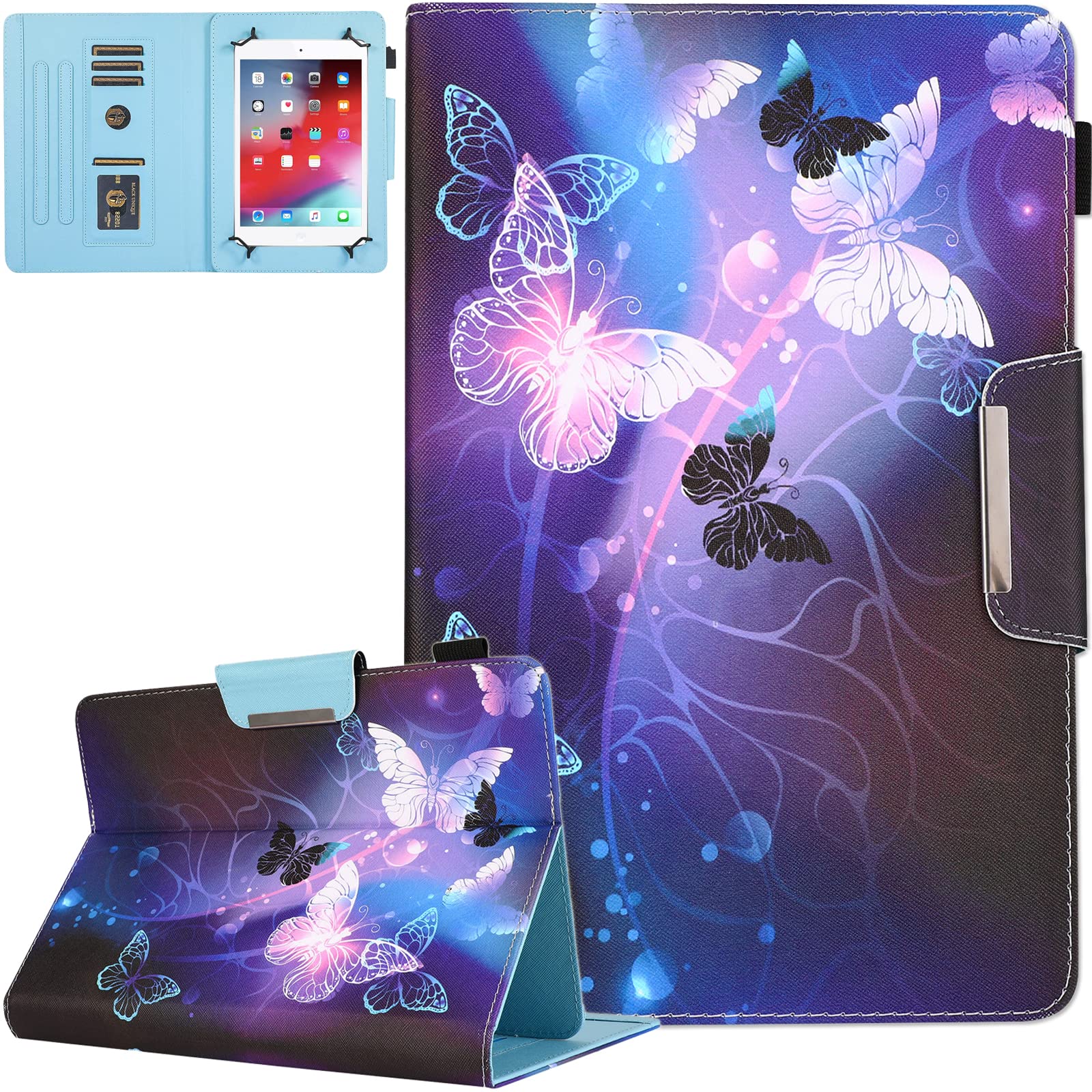 Universal 10-10.1 Inch Android Tablet Case with Stand | Protective Cover for iPad & 9.5-10.5 Inch Tablets | Butterfly Design | Perfect for Work, School & Travel