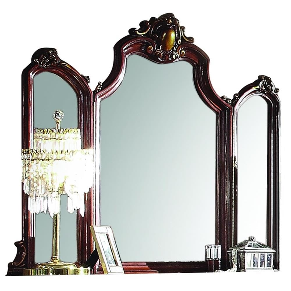 Acme Picardy Cherry Oak Wooden Frame Mirror - Elegant Wall Decor for Living Room, Bedroom & Bathroom