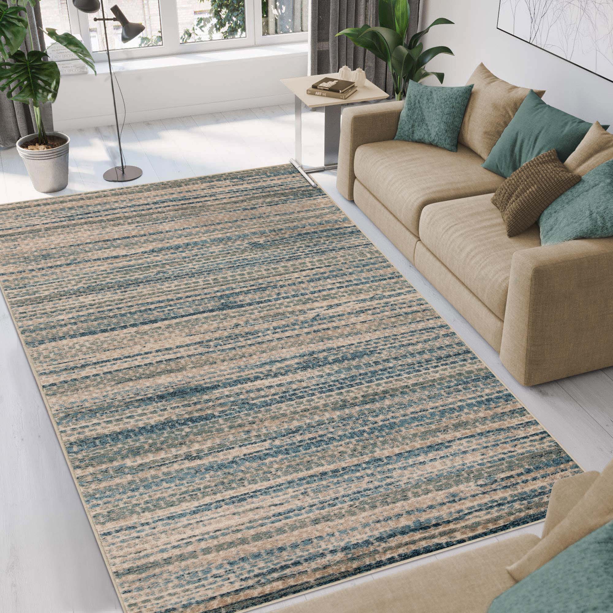 Montauk Striped Pastel Indoor Area Rug - Soft & Stylish Non-Slip Living Room Carpet for Bedroom, Nursery & Dorm Decor