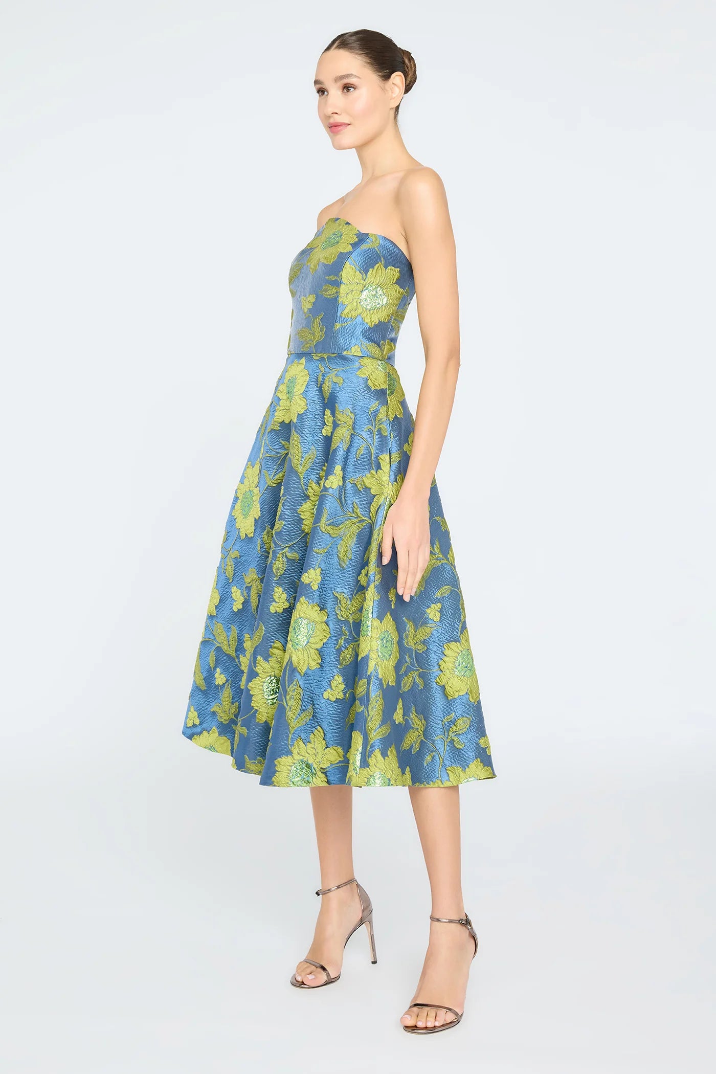 Dara Scallop Strapless Dress - Blue Ashes | Elegant Summer Cocktail Party & Wedding Guest Dress